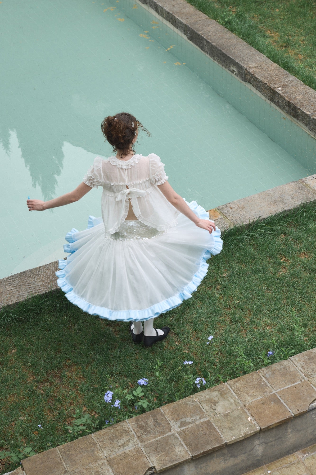 ‘Moonlight’ White Sequined Tulle Skirt