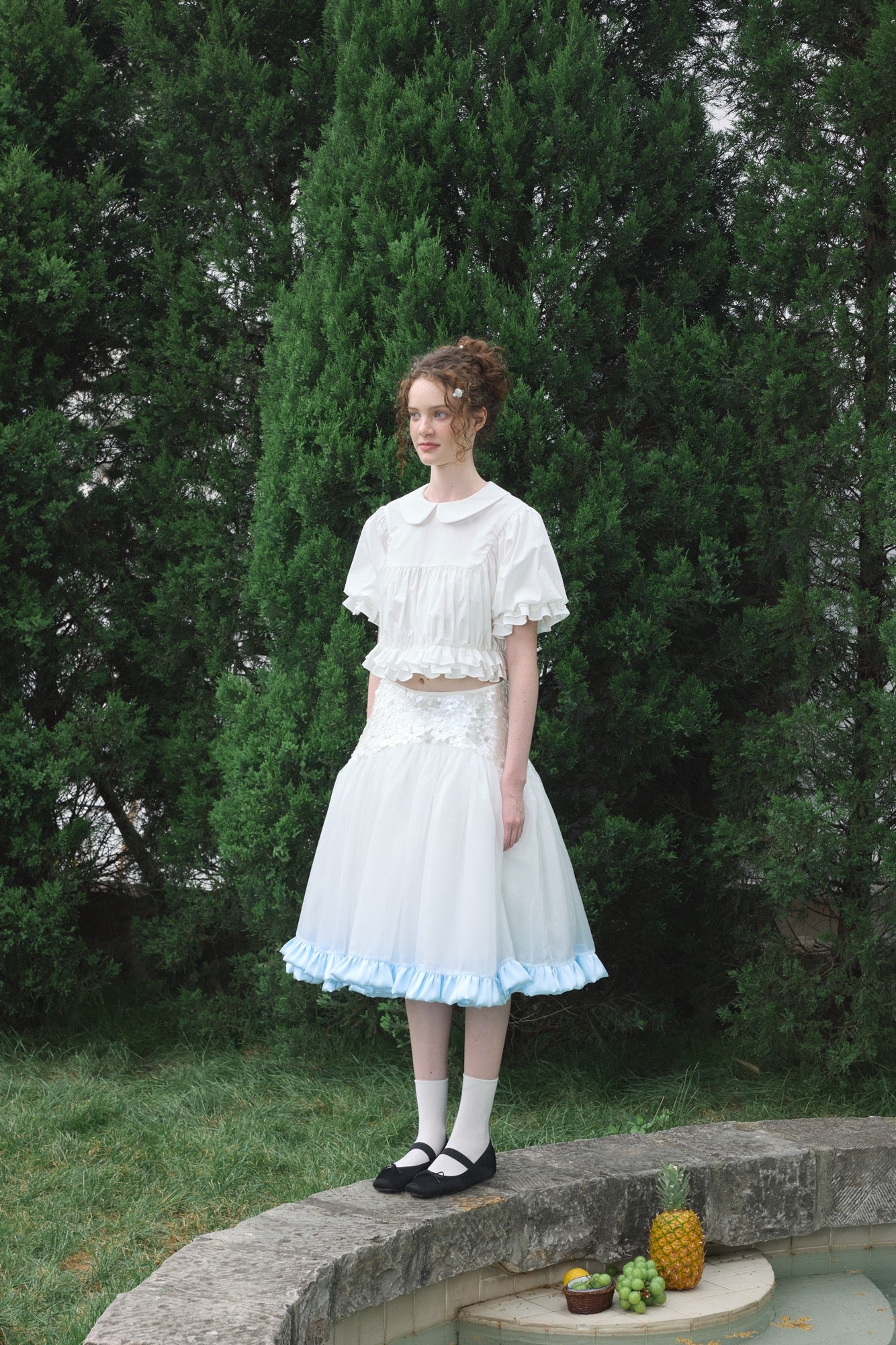 ‘Moonlight’ White Sequined Tulle Skirt