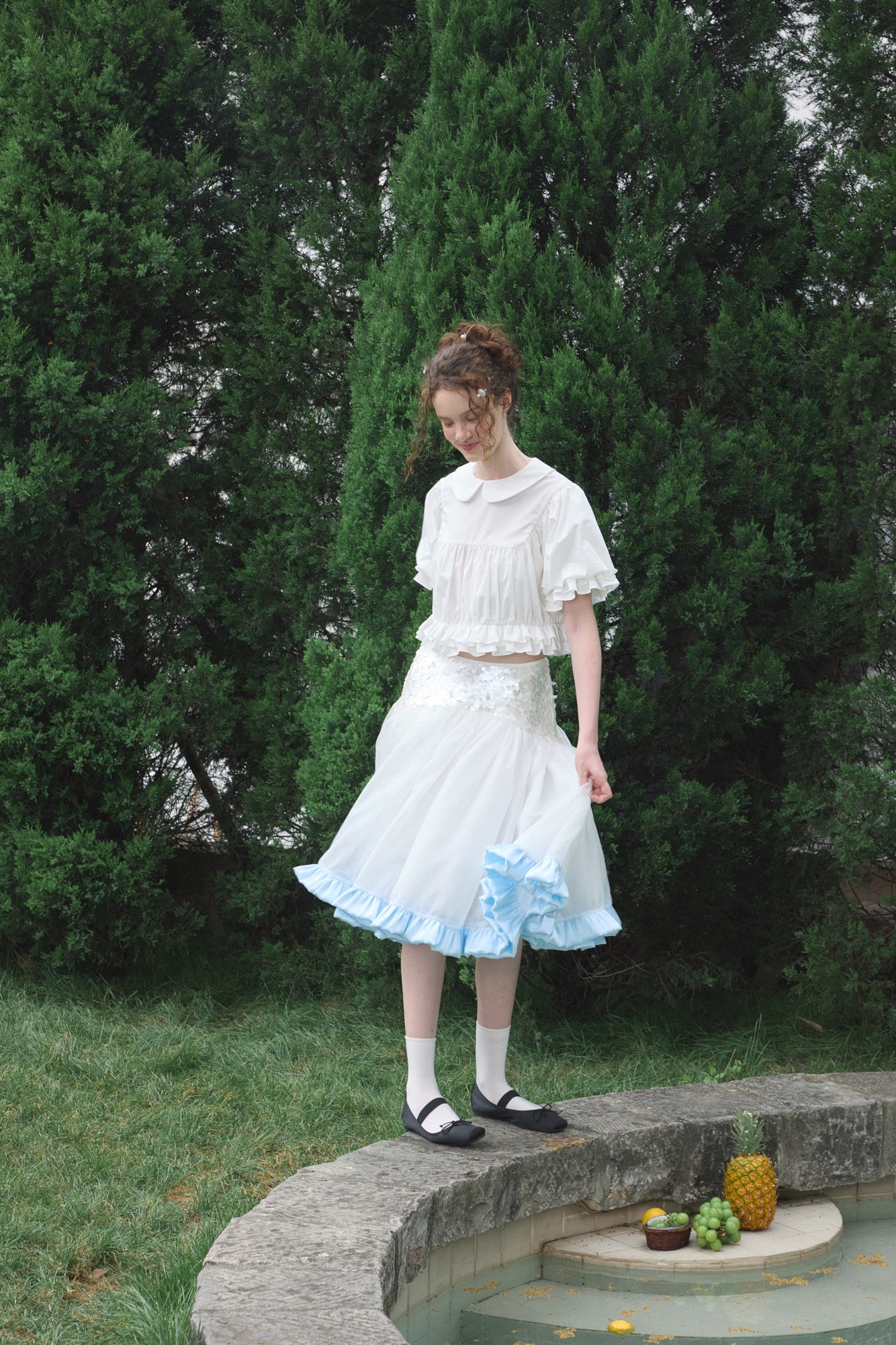 ‘Moonlight’ White Sequined Tulle Skirt
