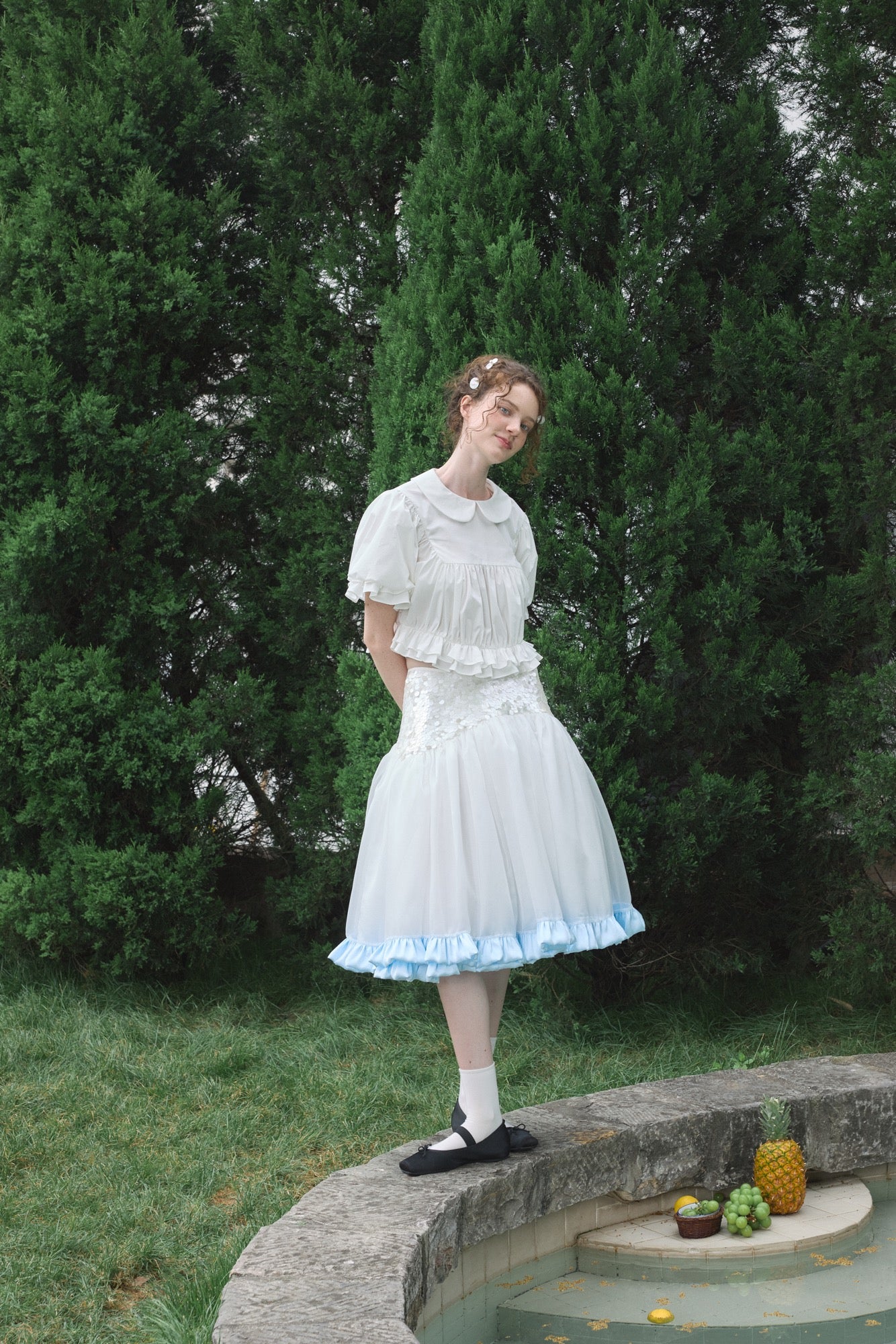 ‘Moonlight’ White Sequined Tulle Skirt