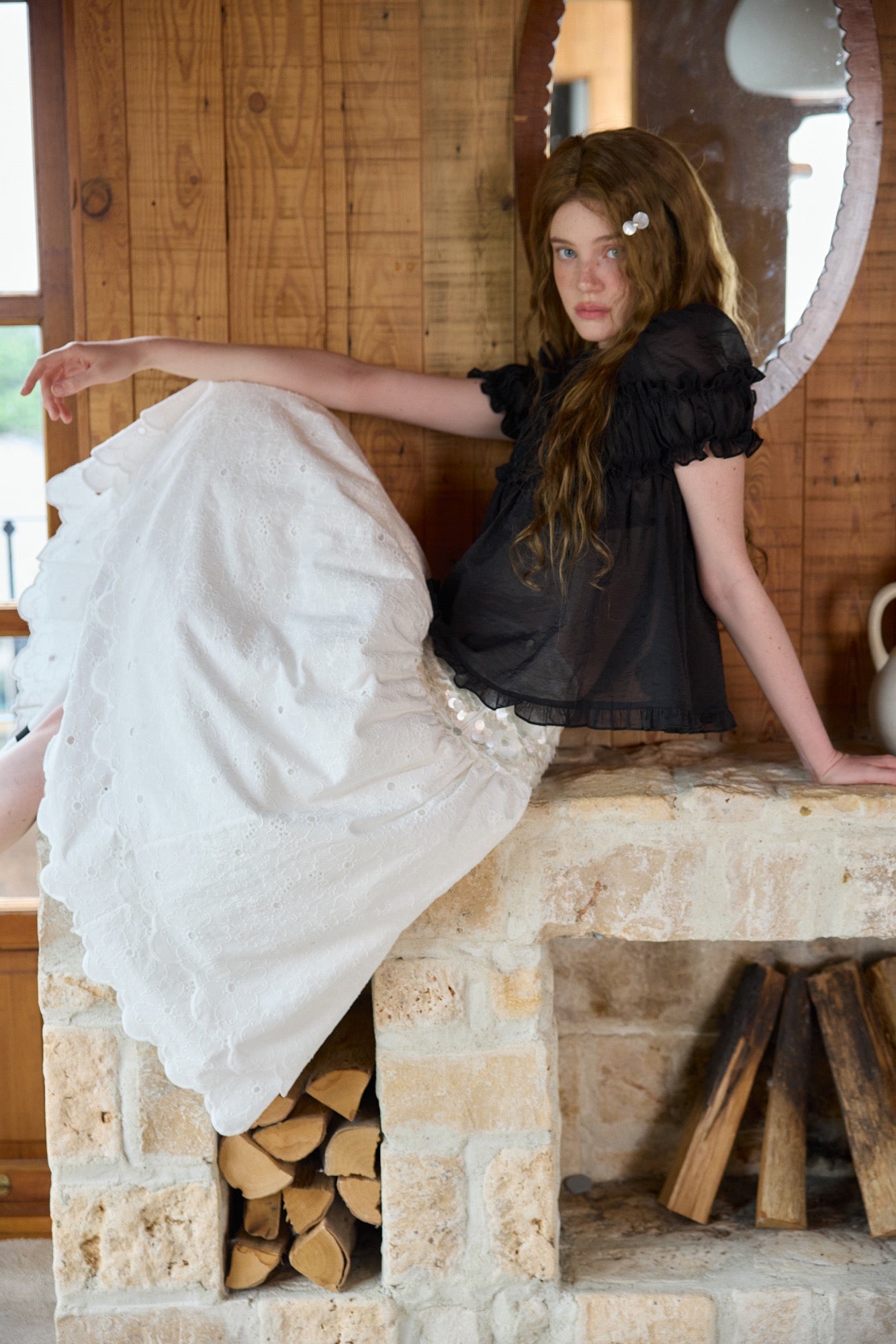 ‘Sunshine’ White Sequined Tulle Skirt