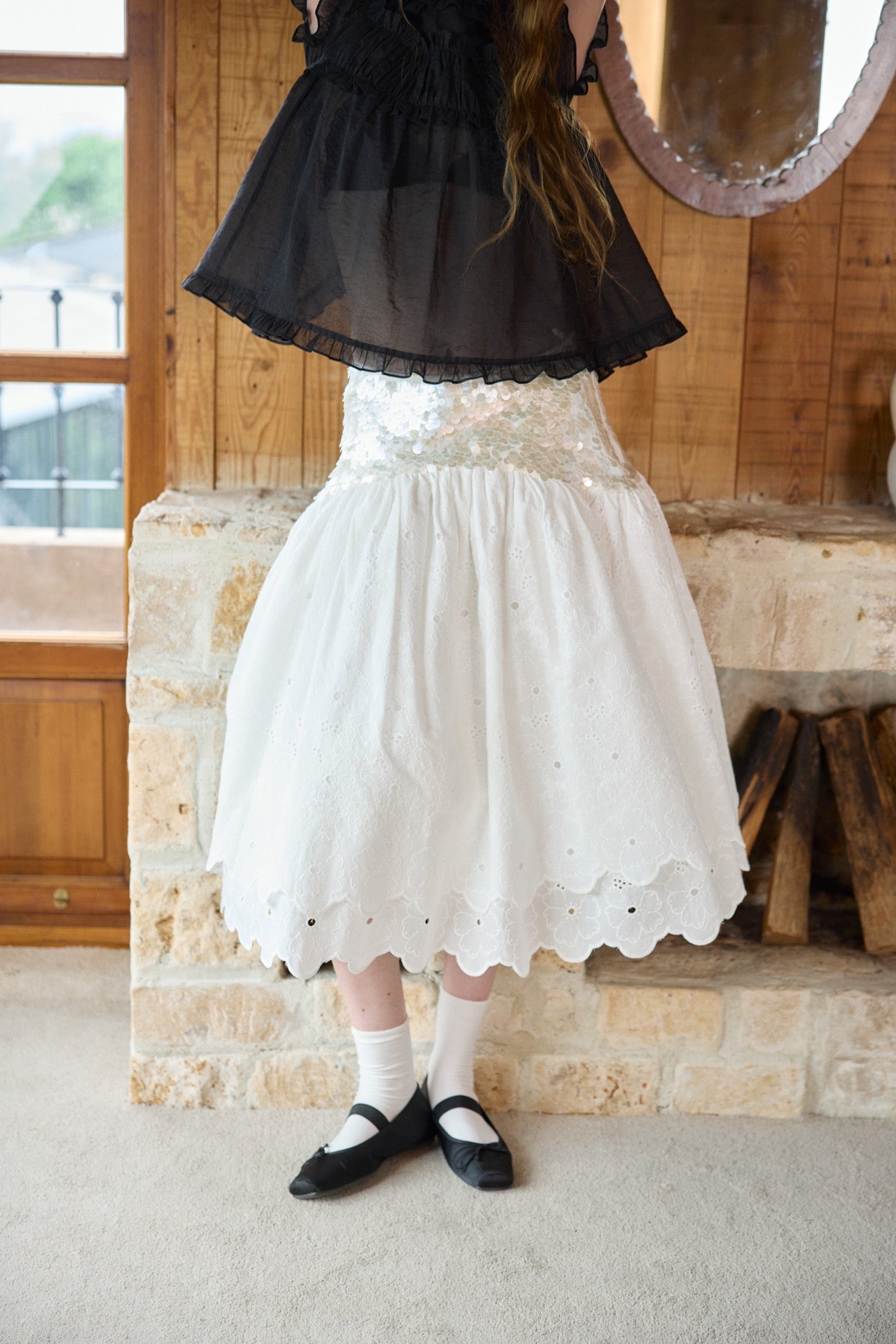 ‘Sunshine’ White Sequined Tulle Skirt