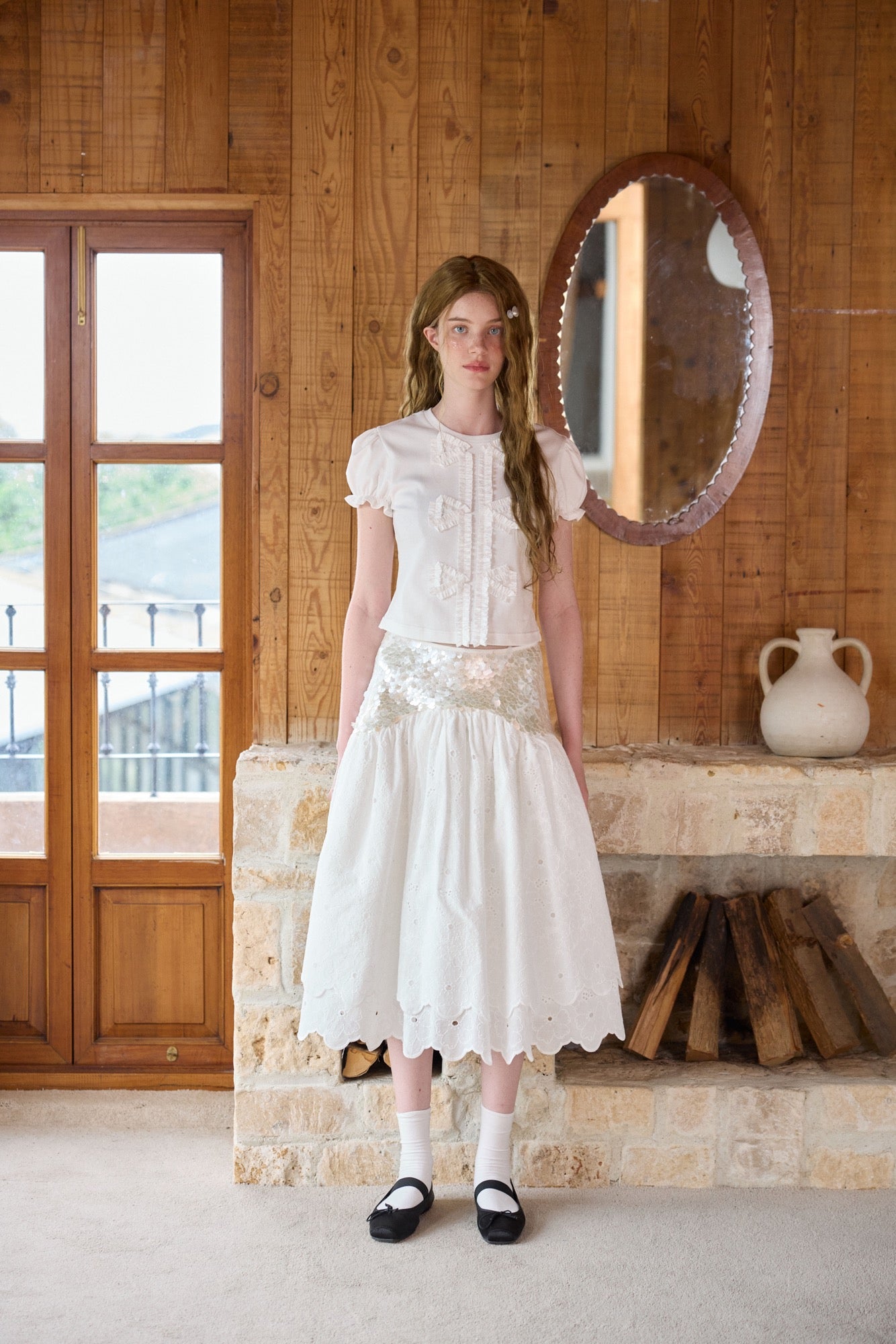 ‘Sunshine’ White Sequined Tulle Skirt