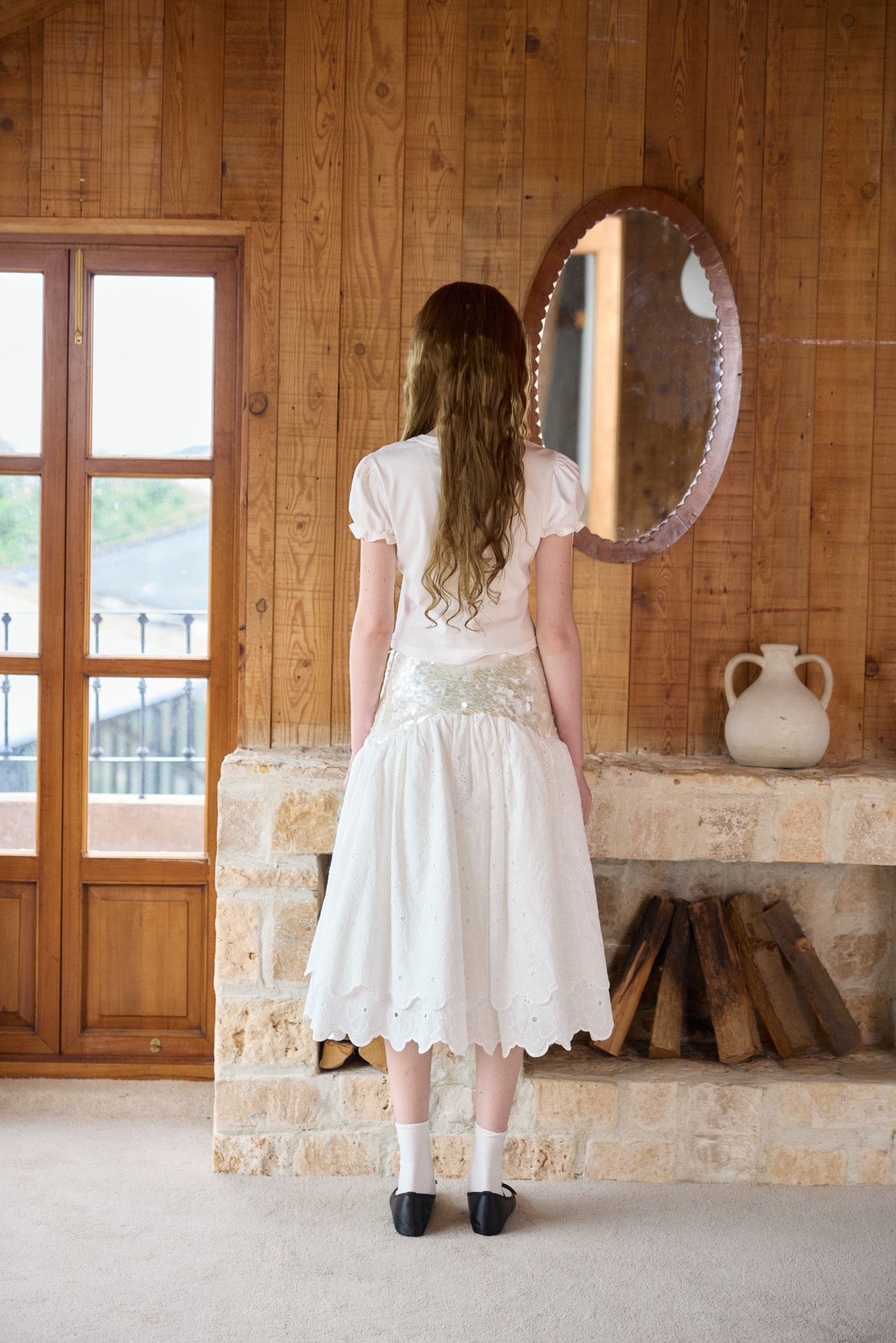 ‘Sunshine’ White Sequined Tulle Skirt
