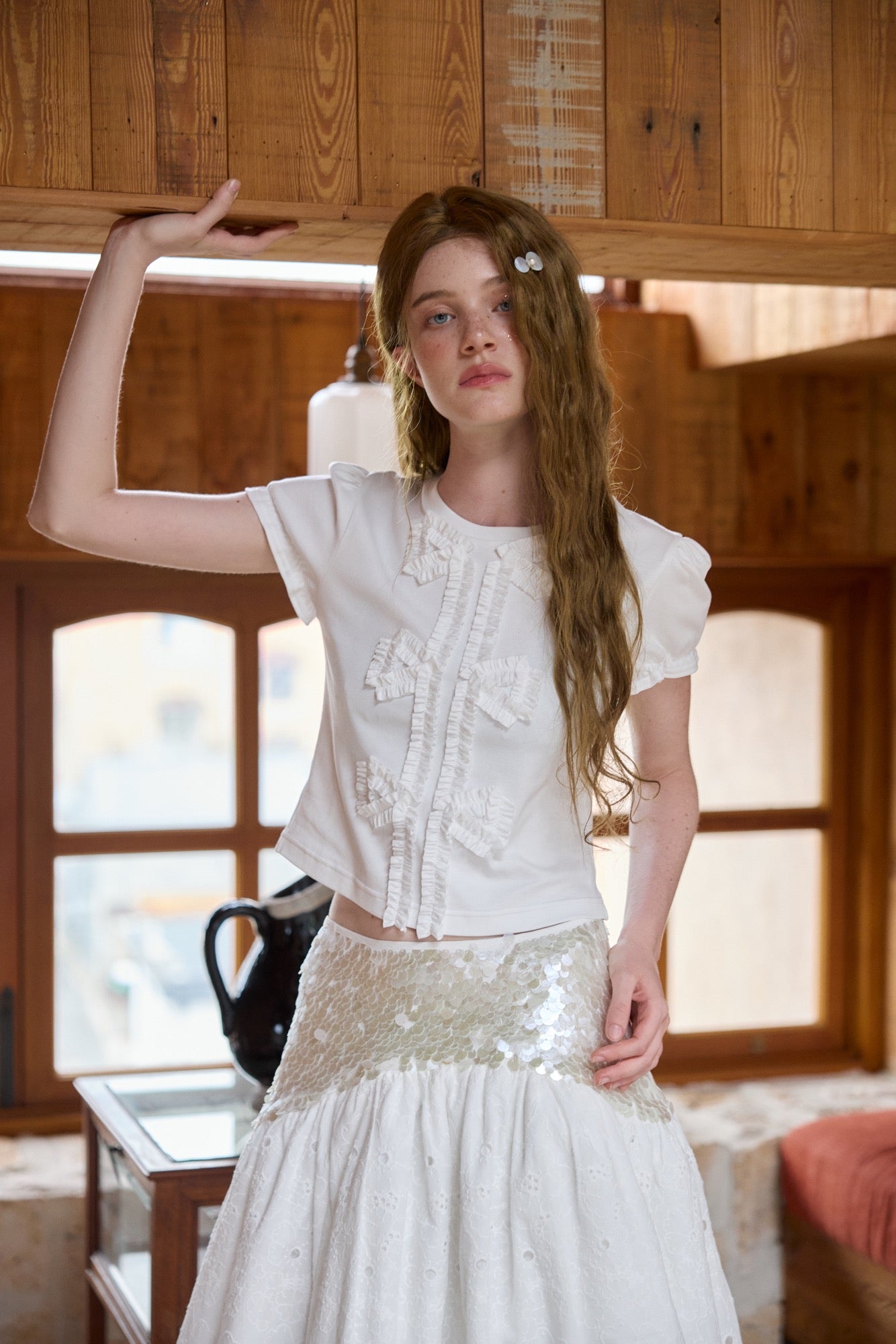 ‘Sunshine’ White Sequined Tulle Skirt