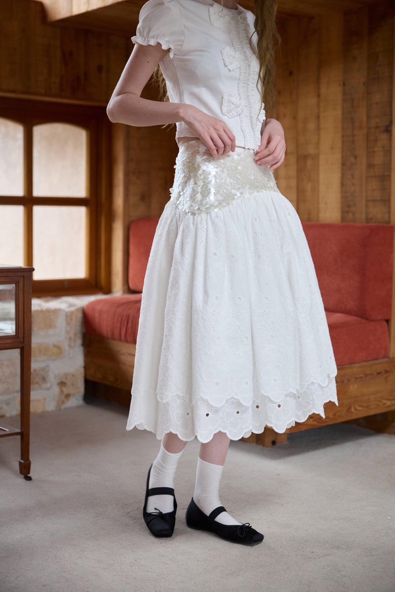 ‘Sunshine’ White Sequined Tulle Skirt