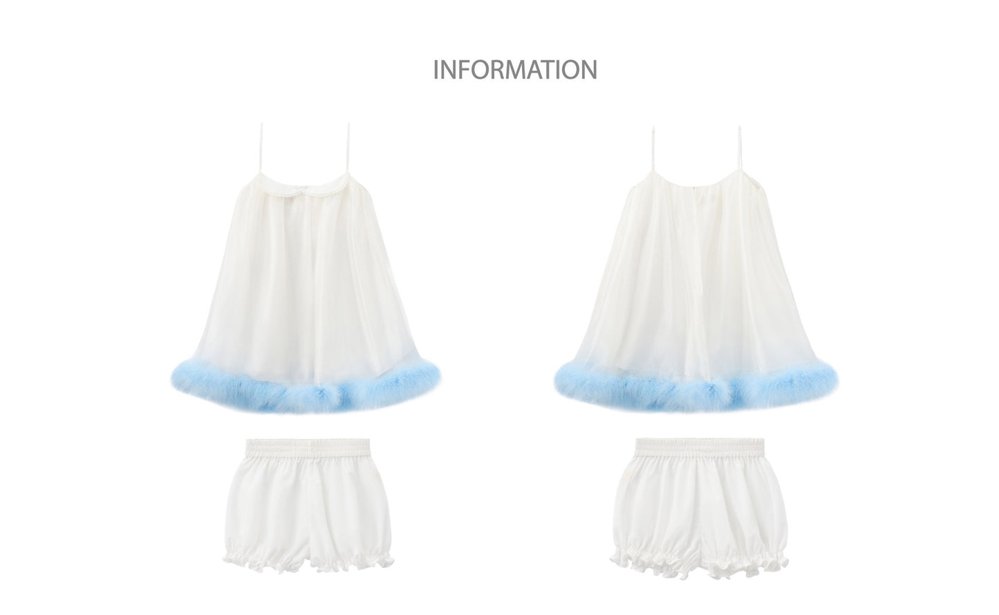 ‘Margot’ White Tulle Blue Feather Slip Dress