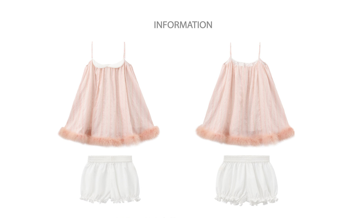 ‘Margot’ Pink Striped Feather Slip Dress