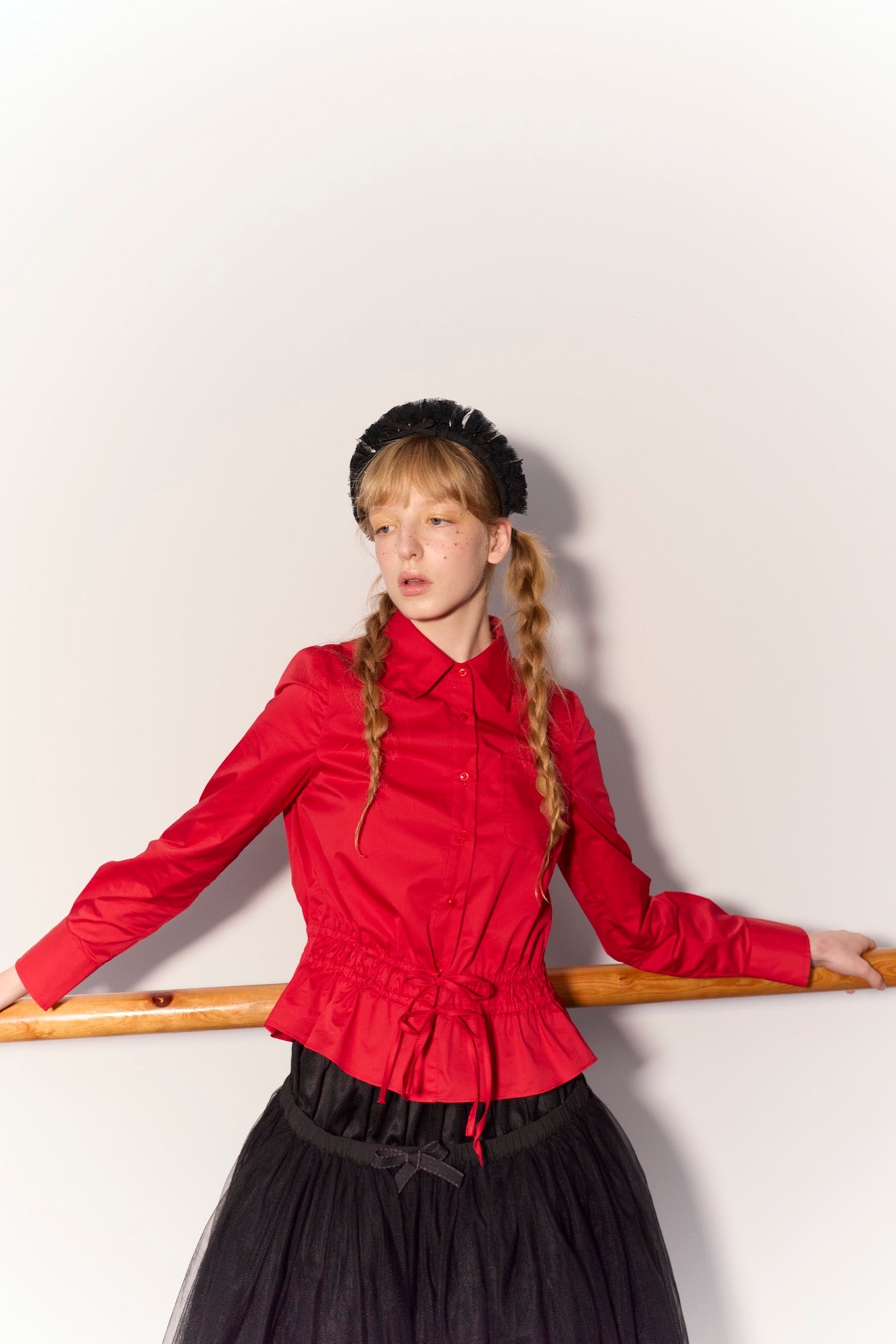 'Red Roses' Red Gathered Shirt