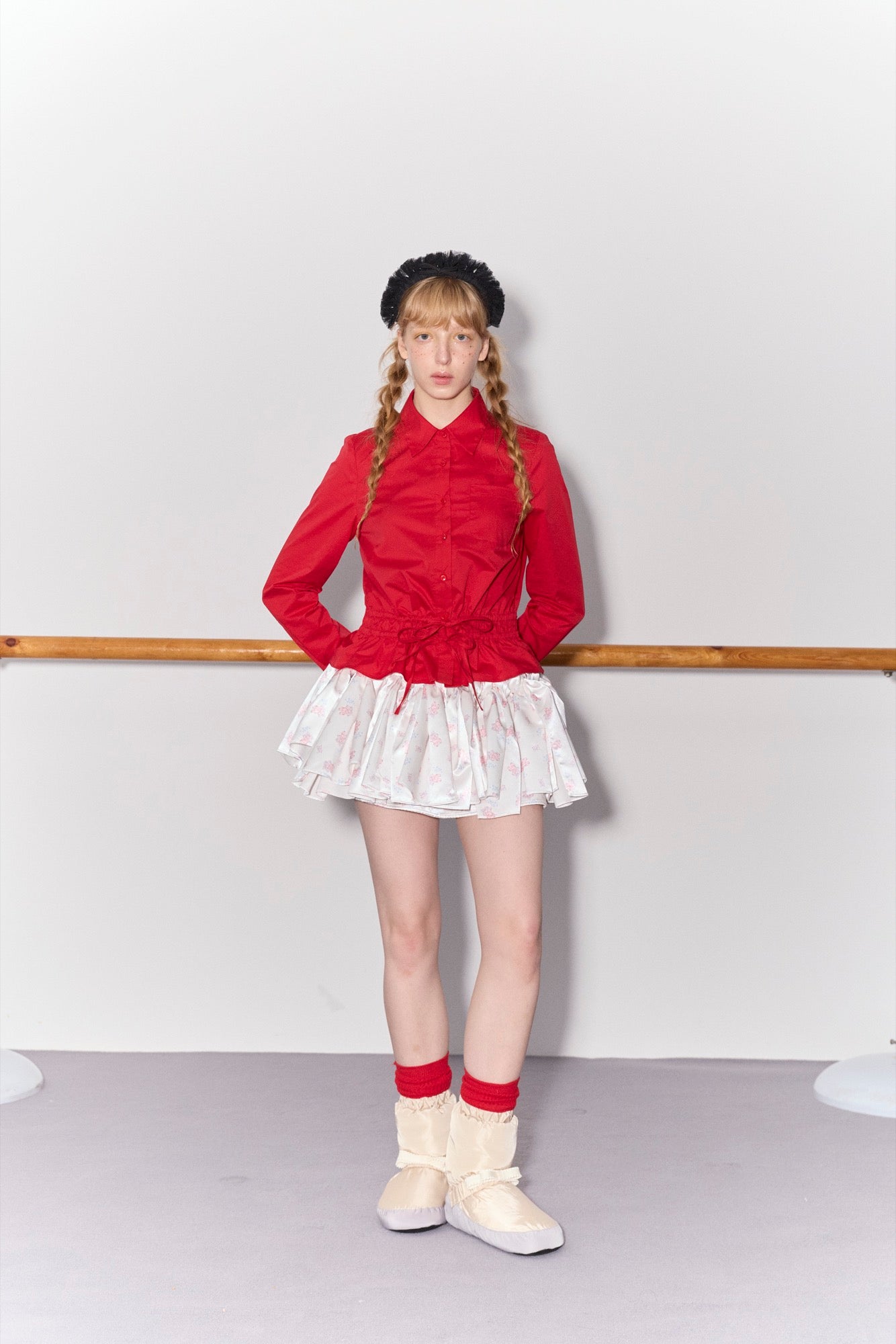 'Red Roses' Red Gathered Shirt