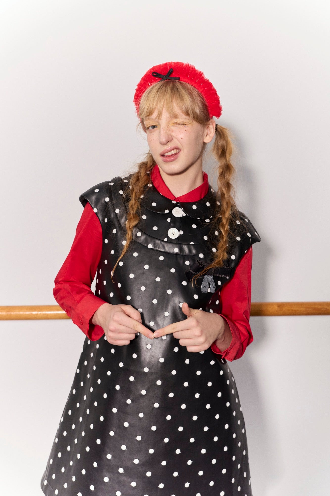 'Red Roses' Red Gathered Shirt