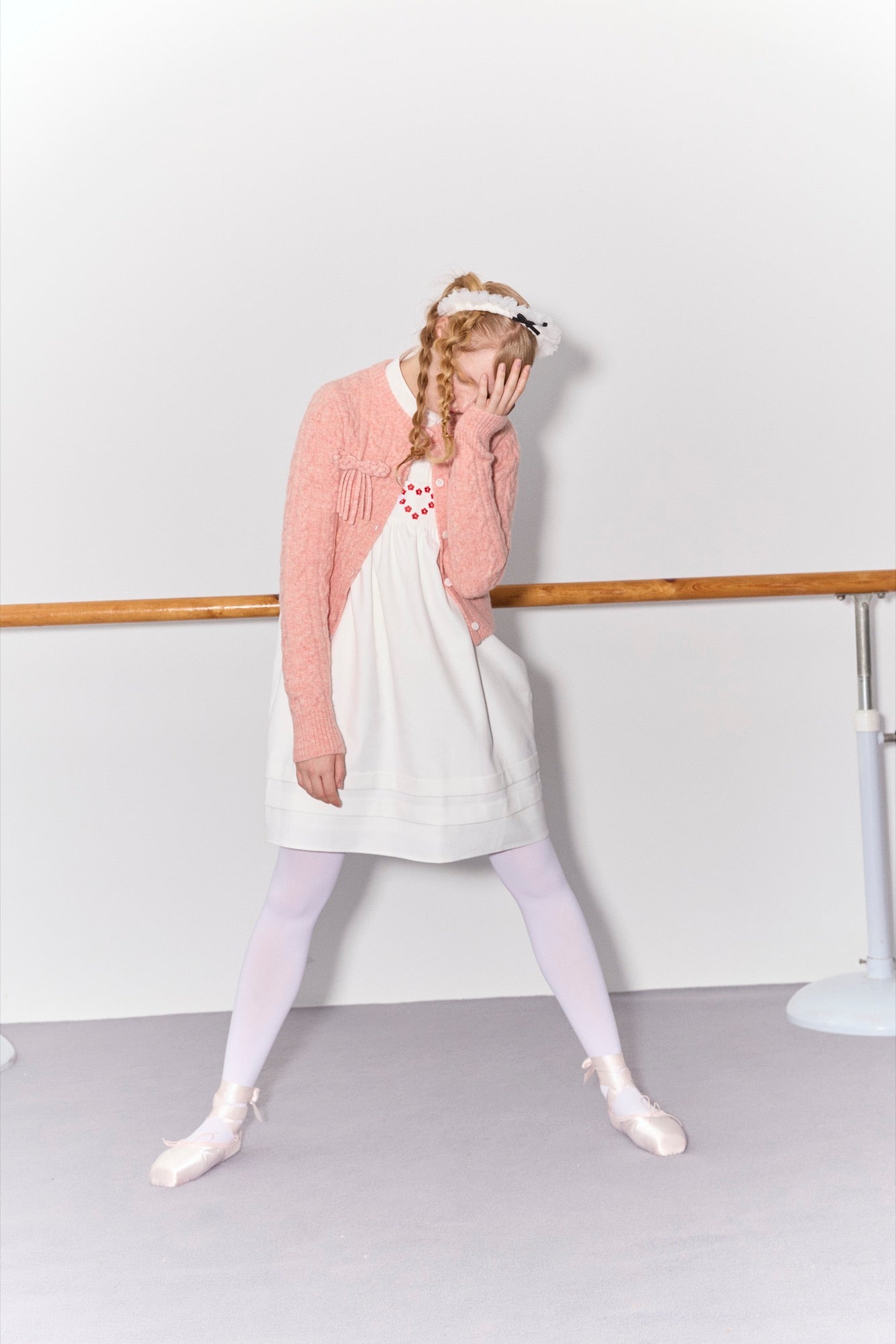 'Balancé' Pink Bow Knit Cardigan