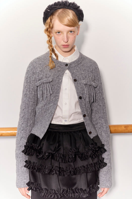 'Balancé' Gray Bow Knit Cardigan