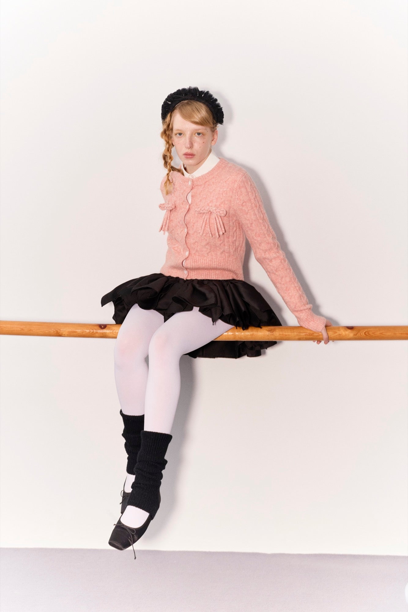 'Balancé' Pink Bow Knit Cardigan