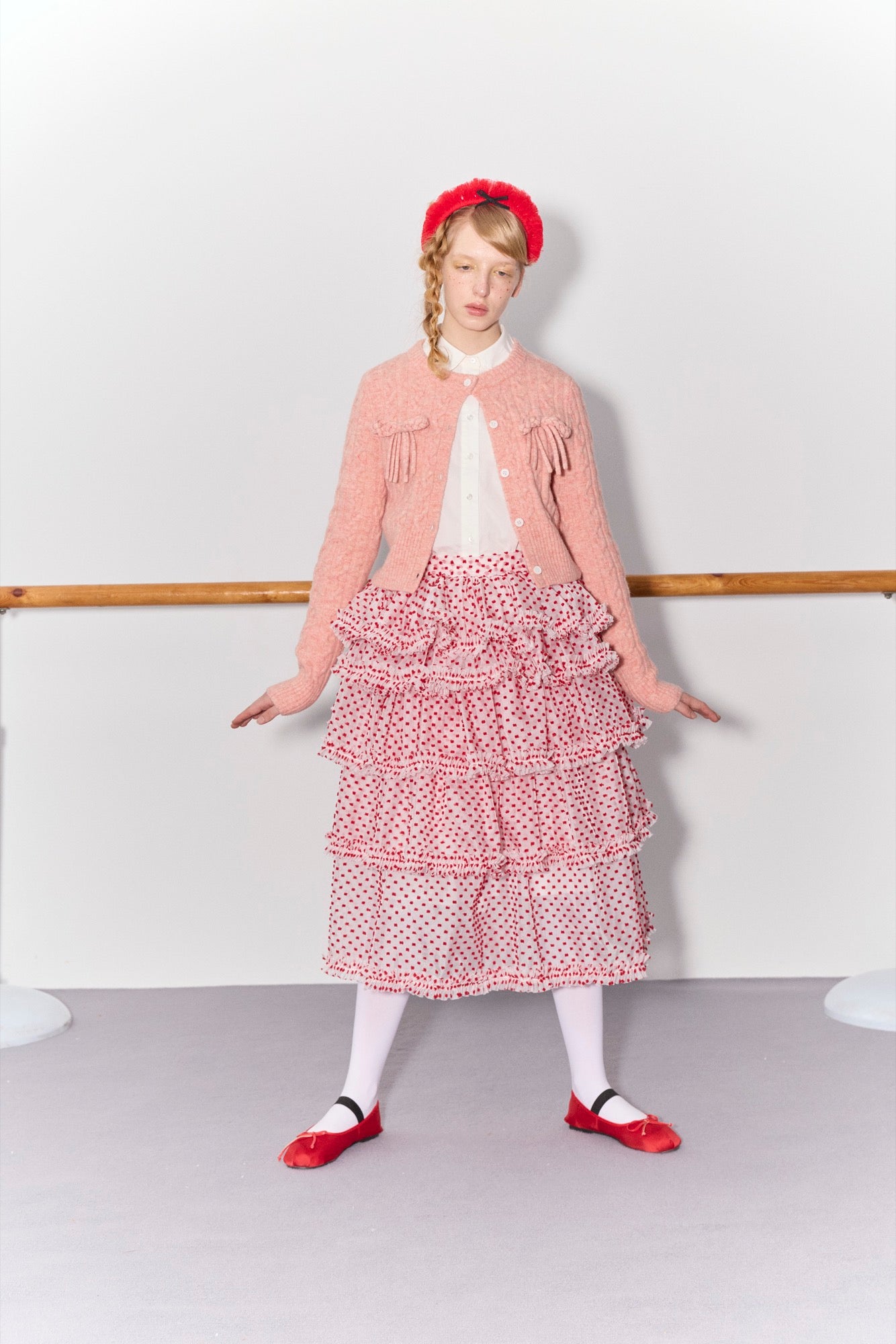 'Balancé' Pink Bow Knit Cardigan