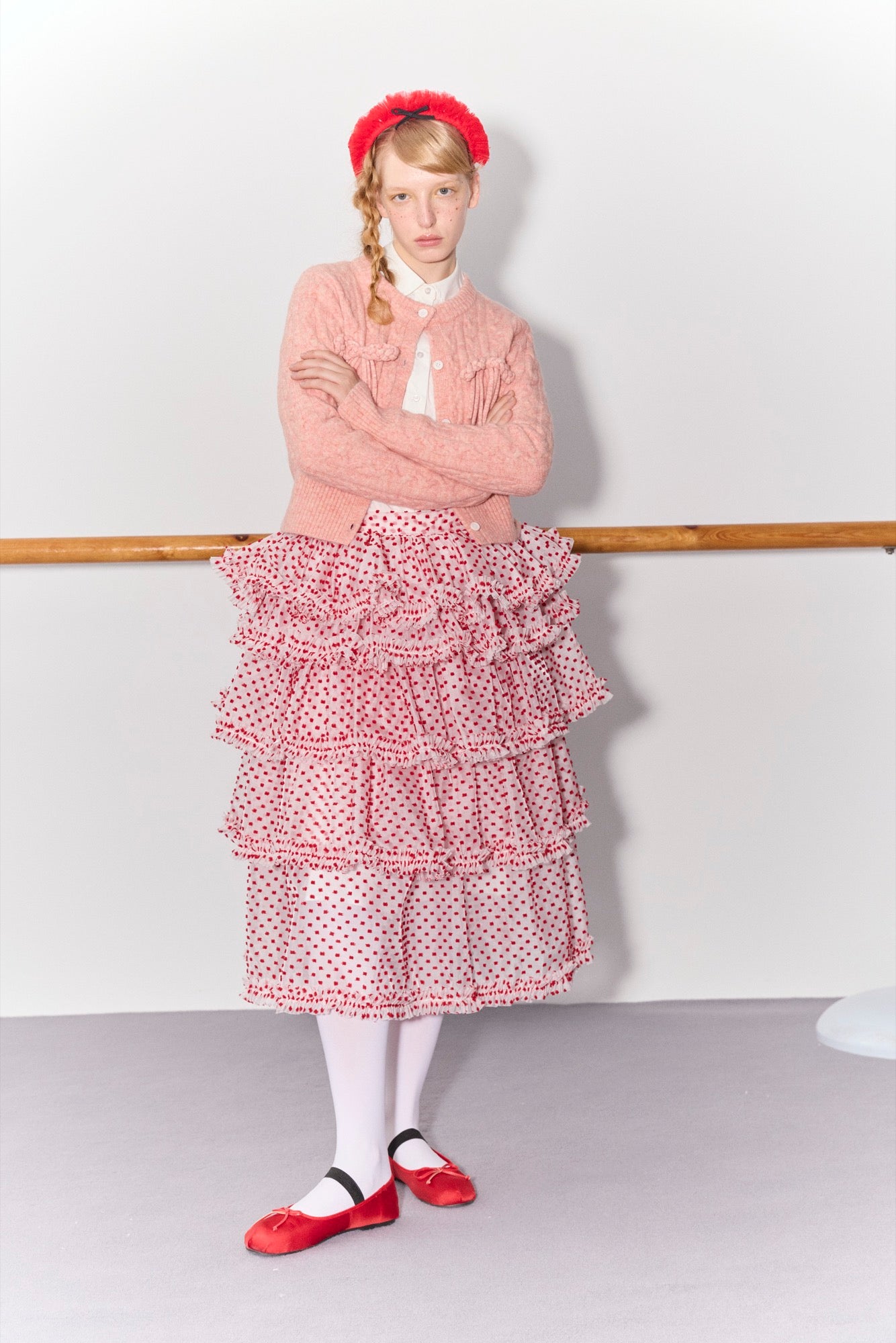 'Balancé' Pink Bow Knit Cardigan