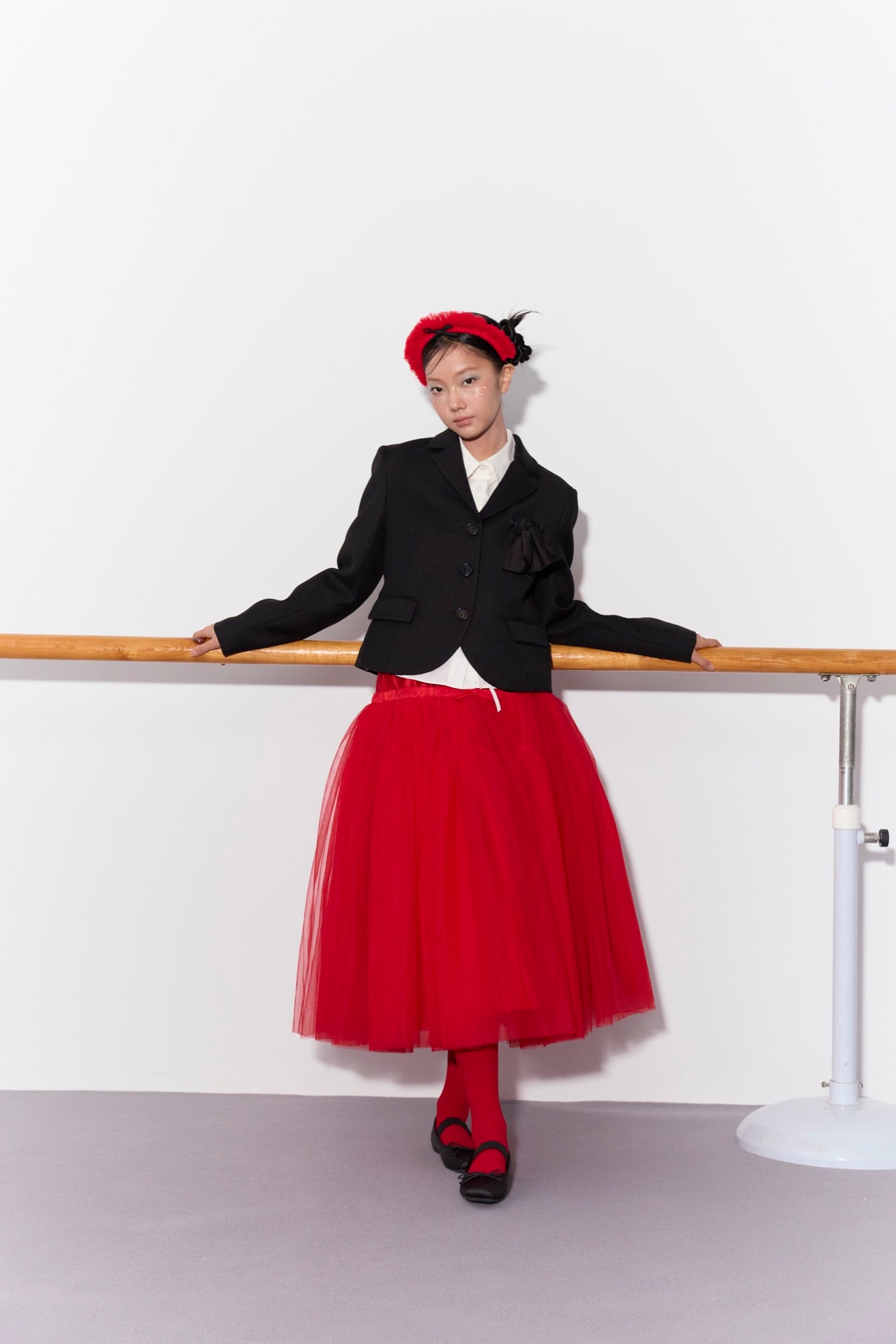 'Bourrée' Red Mesh Skirt