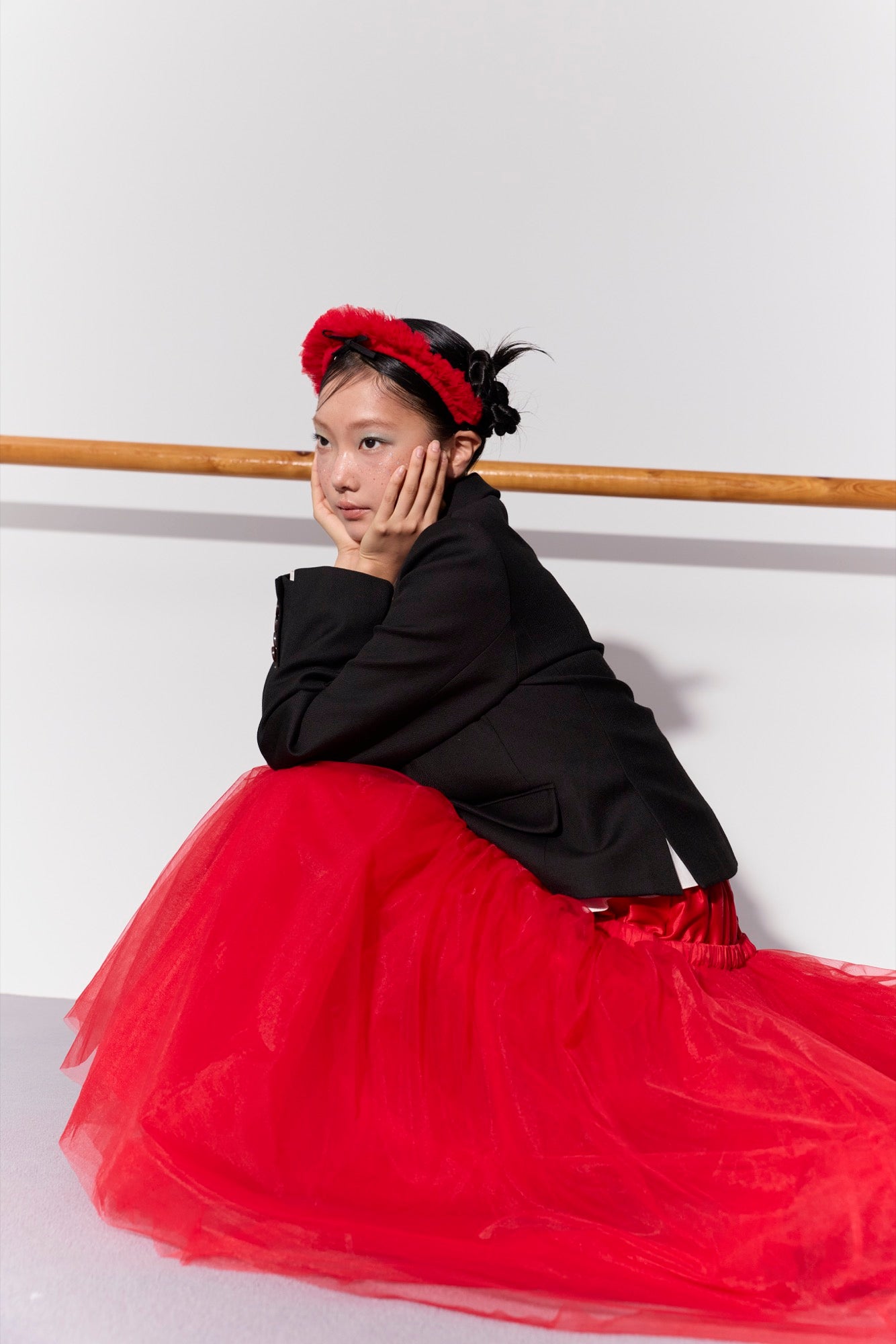 'Bourrée' Red Mesh Skirt