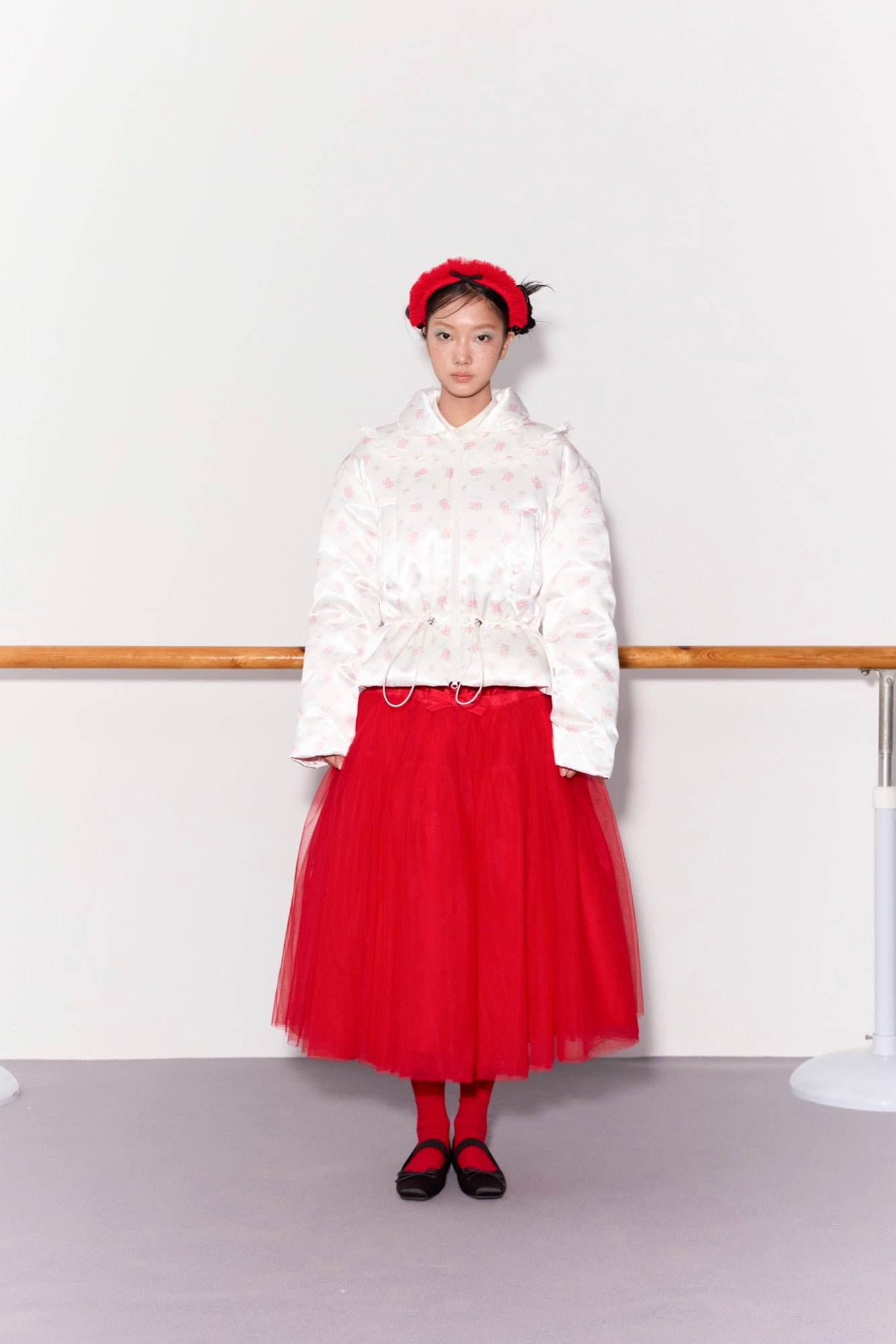 'Bourrée' Red Mesh Skirt