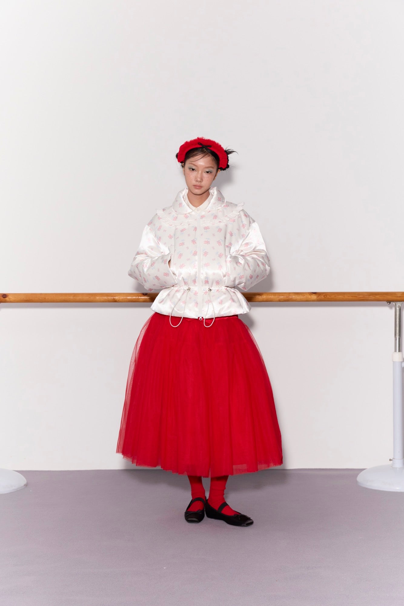 'Bourrée' Red Mesh Skirt