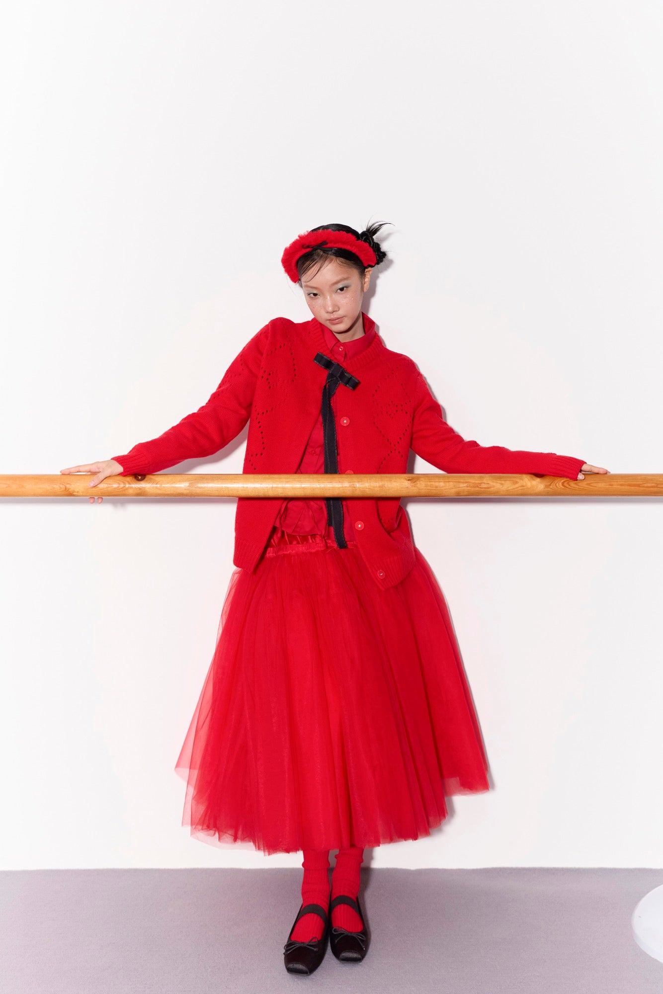 'Bourrée' Red Mesh Skirt