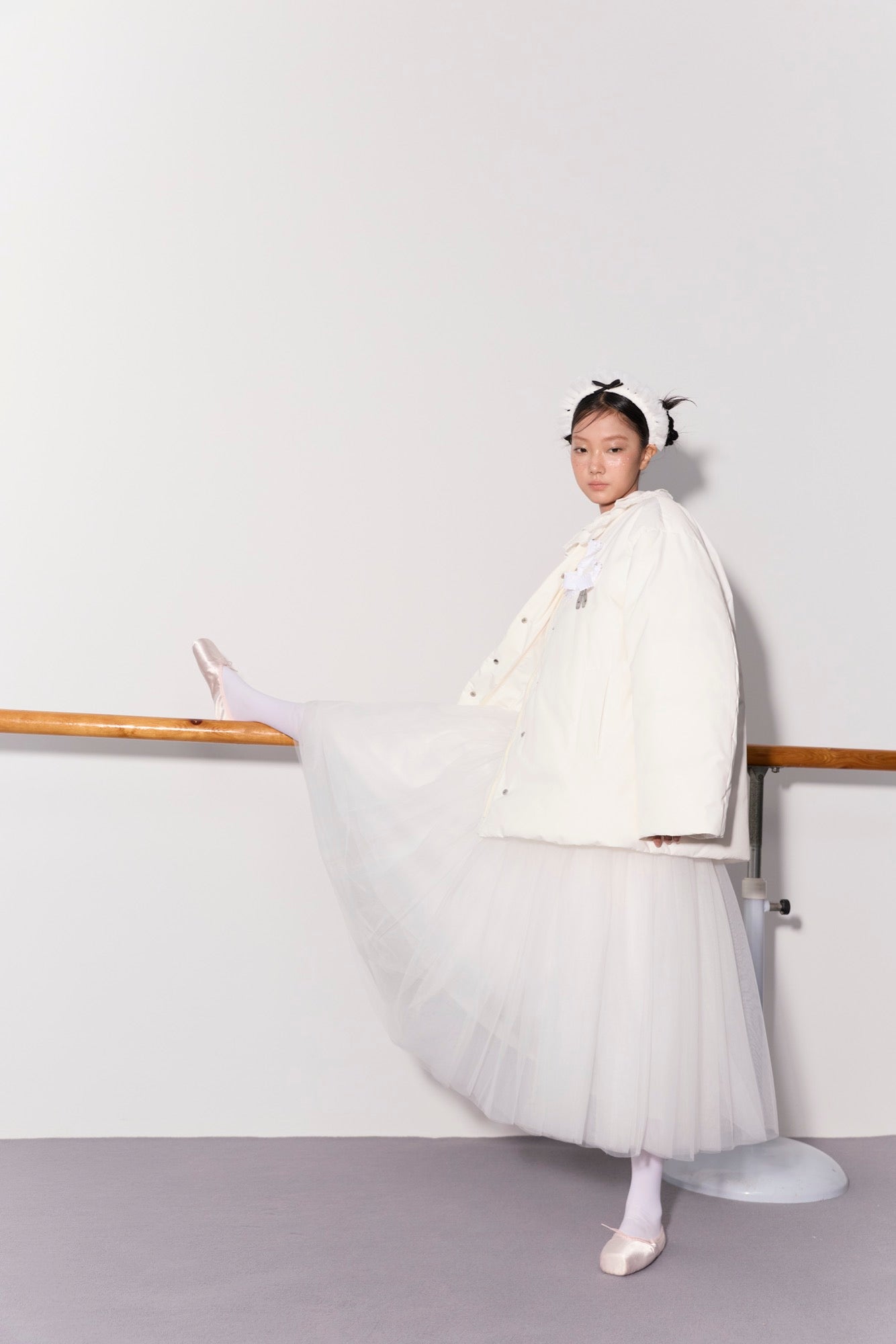 'Bourrée' White Mesh Skirt