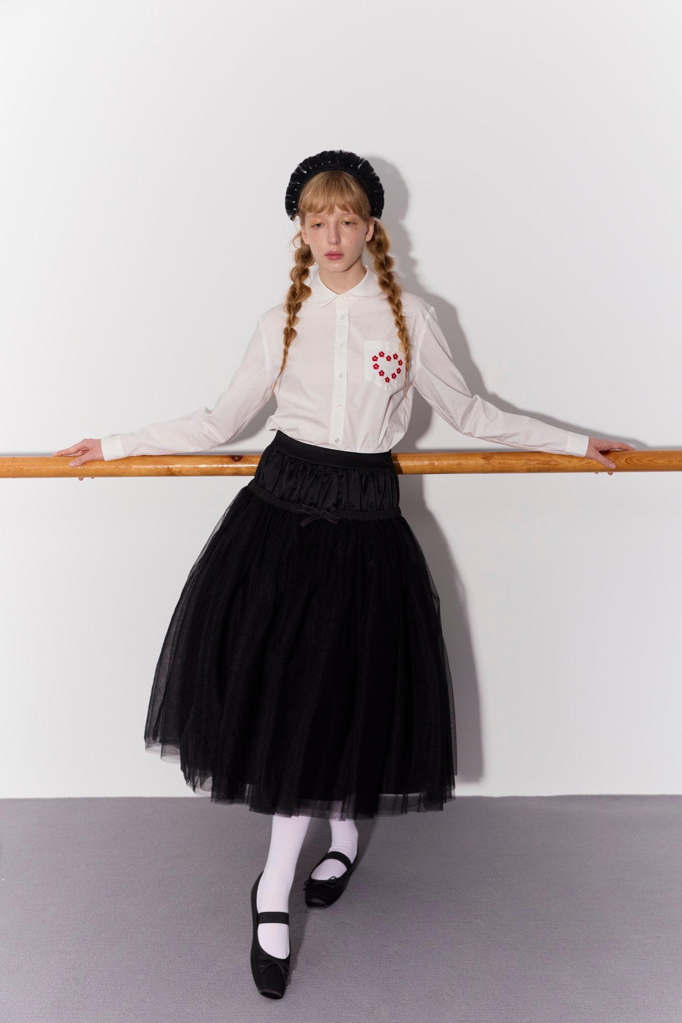 'Bourrée' Black Mesh Skirt