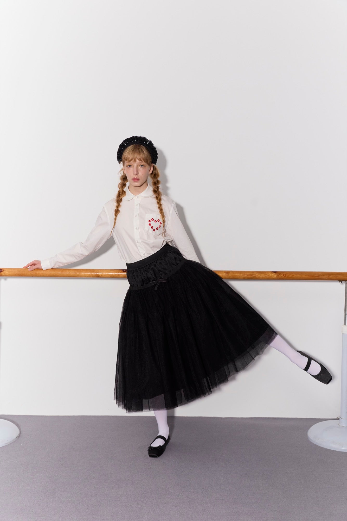 'Bourrée' Black Mesh Skirt