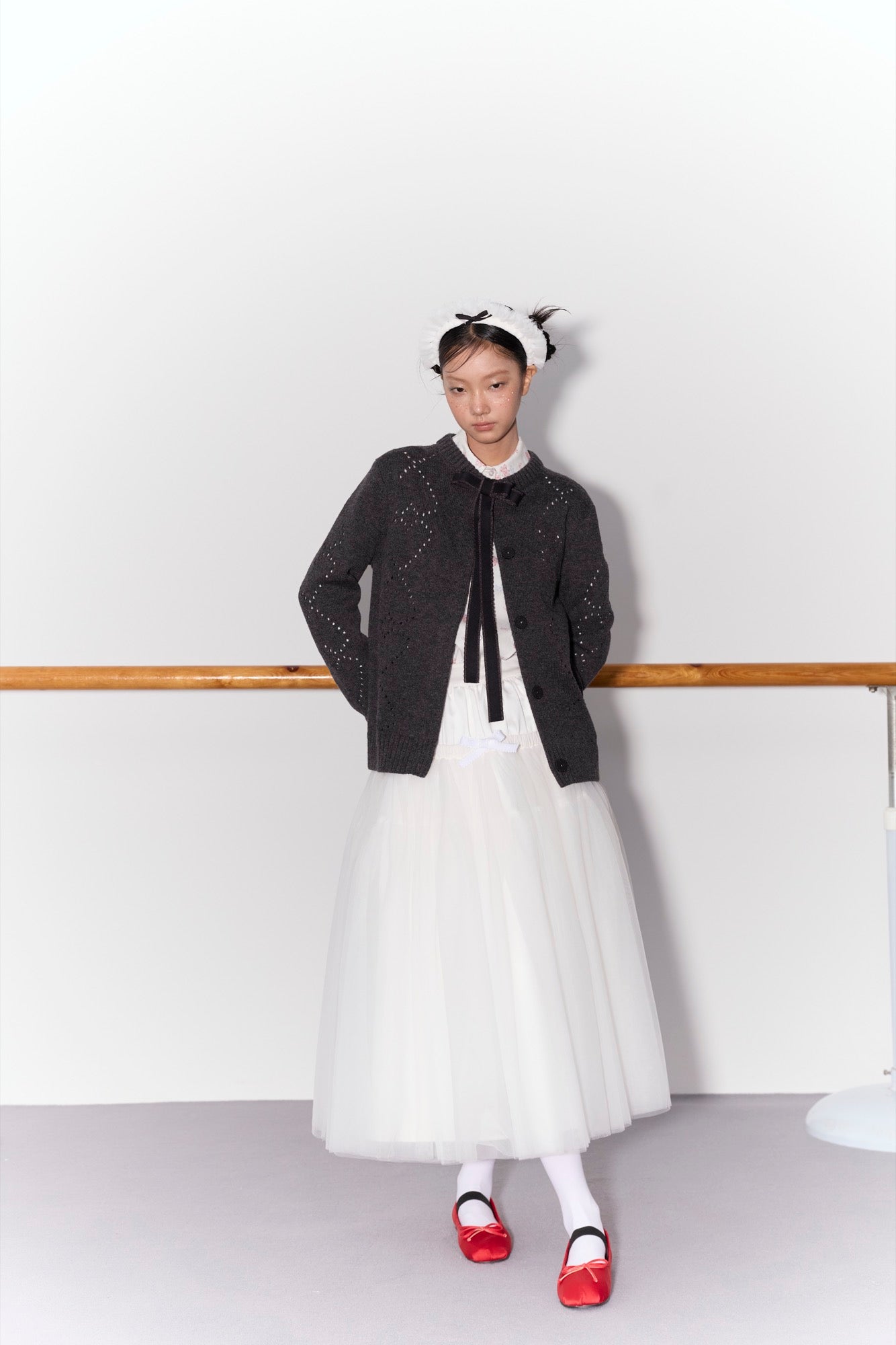 'Bourrée' White Mesh Skirt