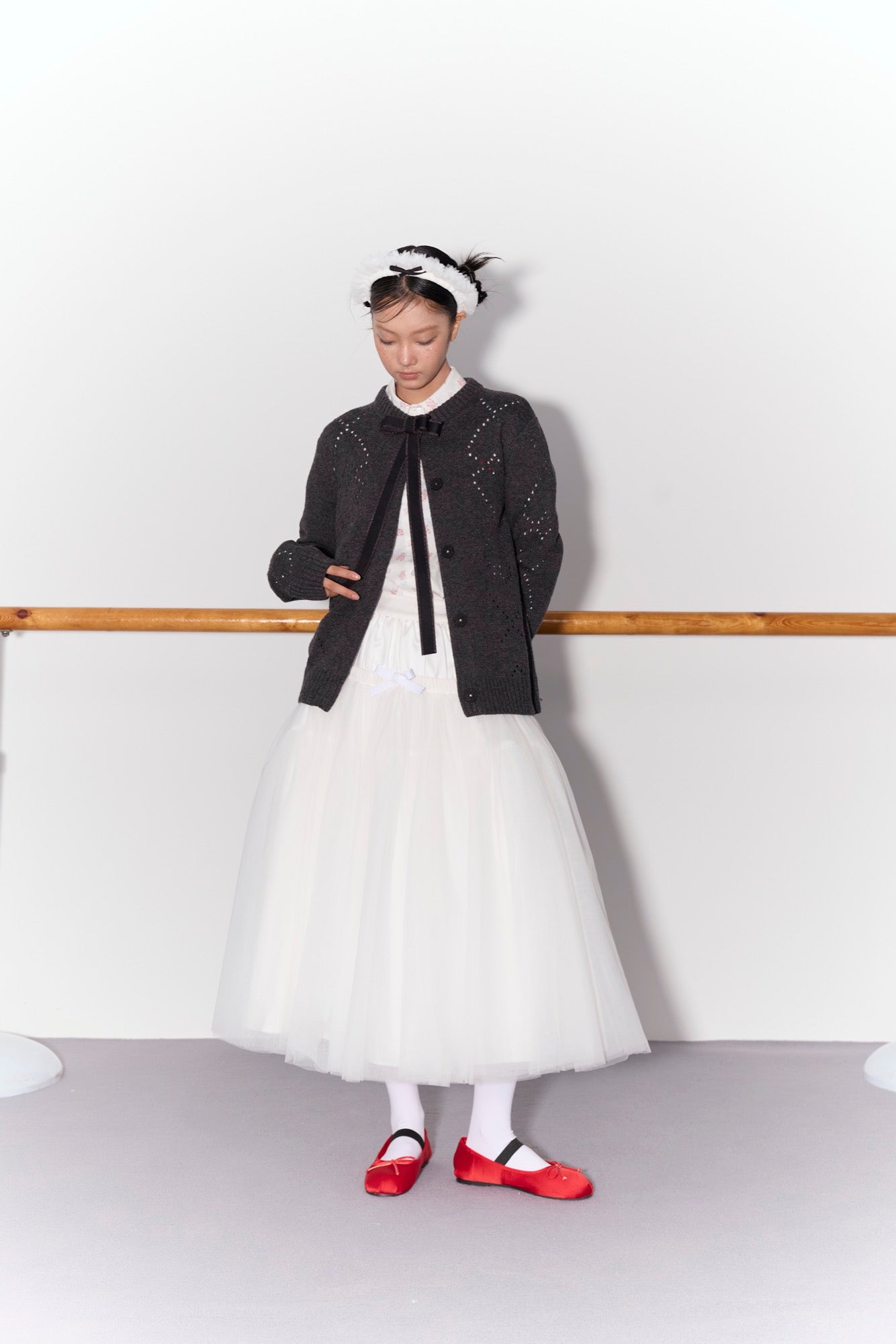 'Bourrée' White Mesh Skirt