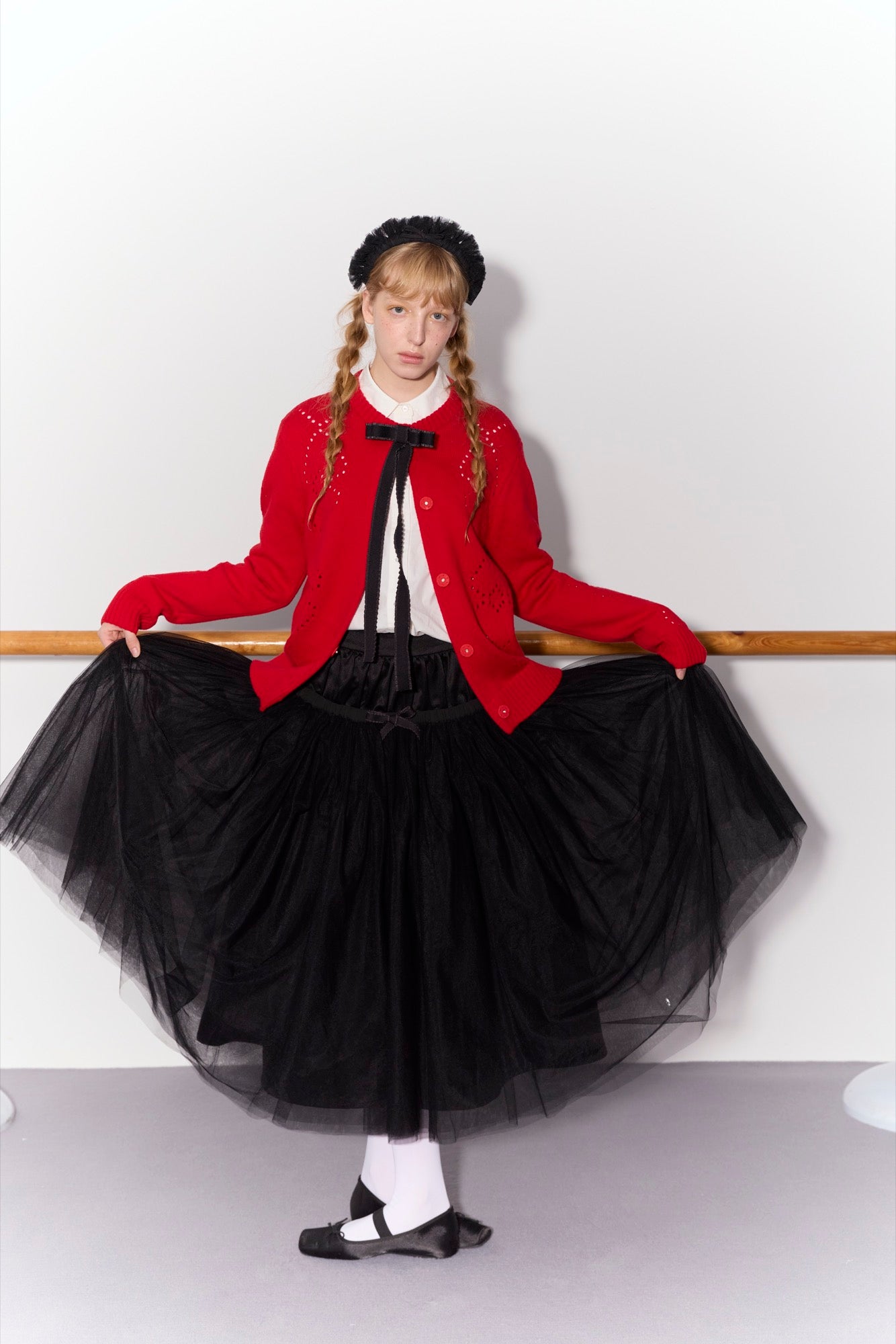 'Bourrée' Black Mesh Skirt