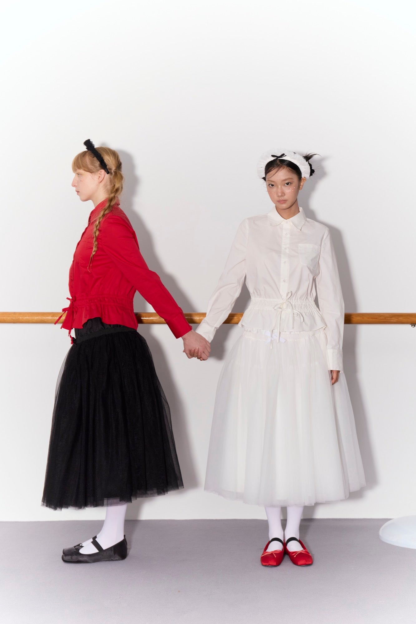 'Bourrée' White Mesh Skirt