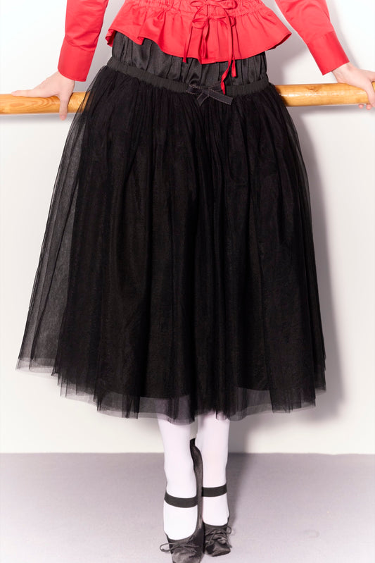 'Bourrée' Black Mesh Skirt