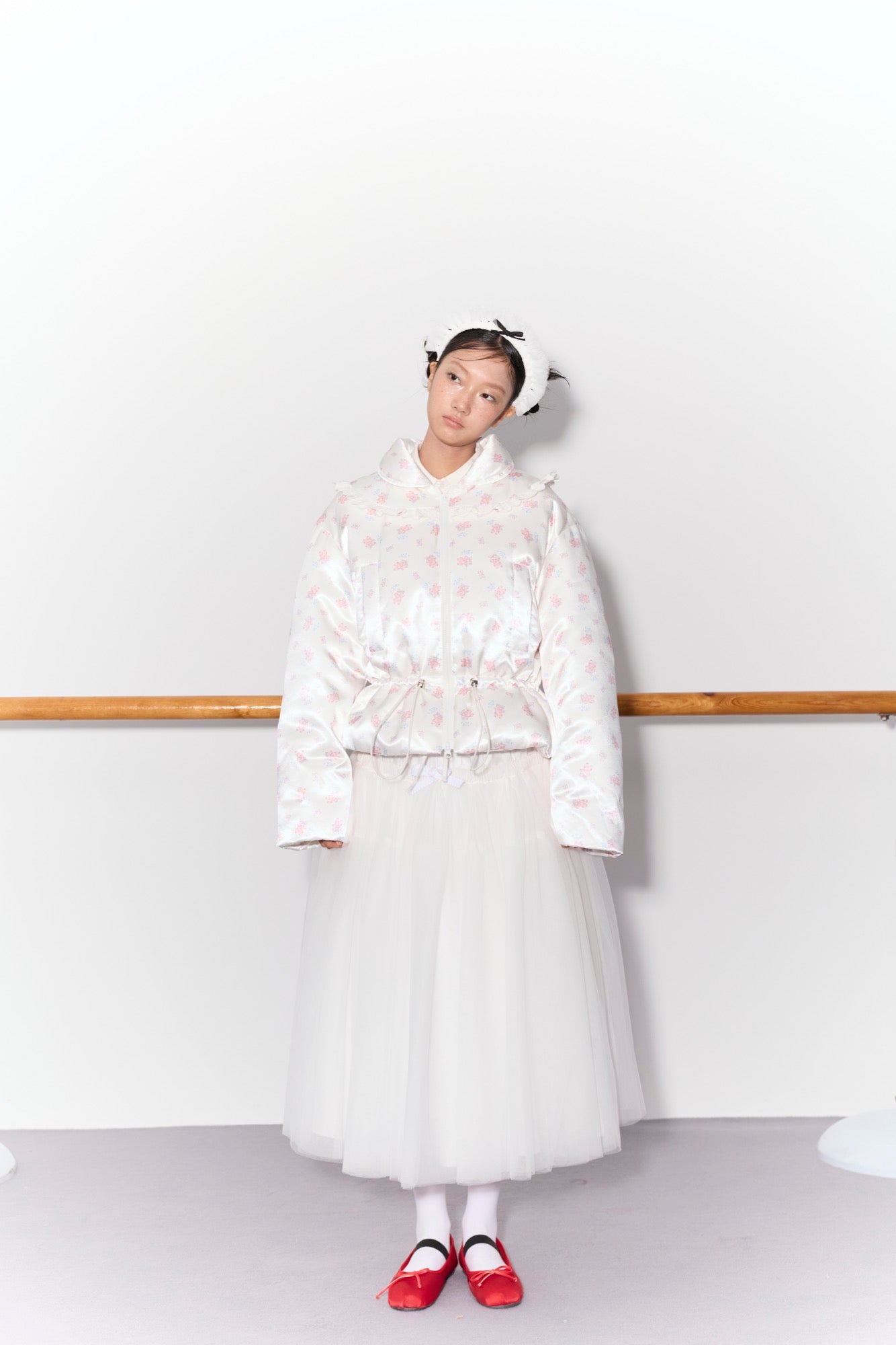 'Bourrée' White Mesh Skirt