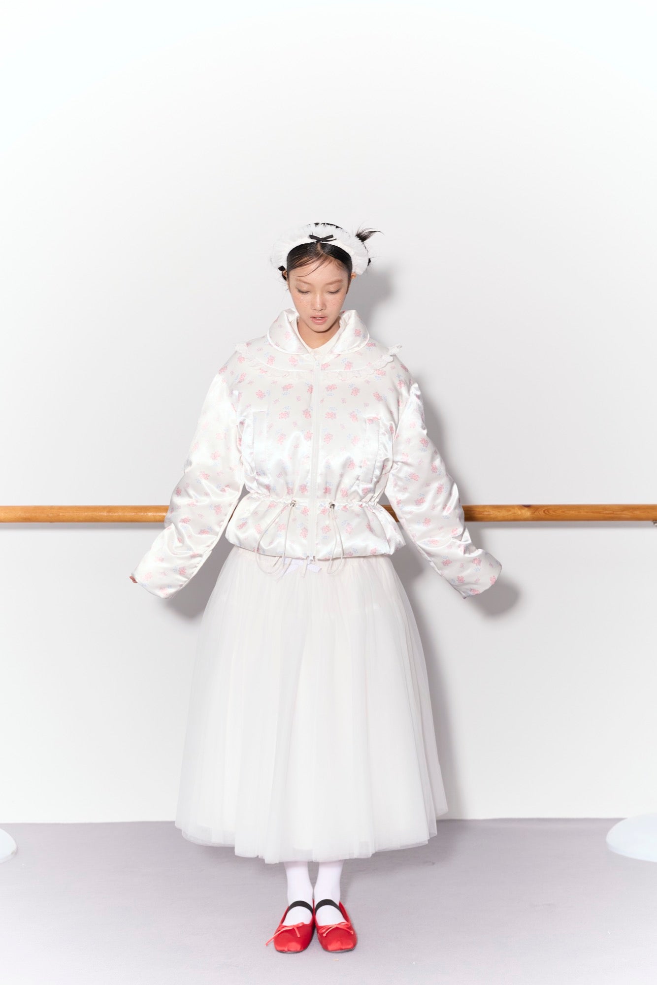 'Bourrée' White Mesh Skirt