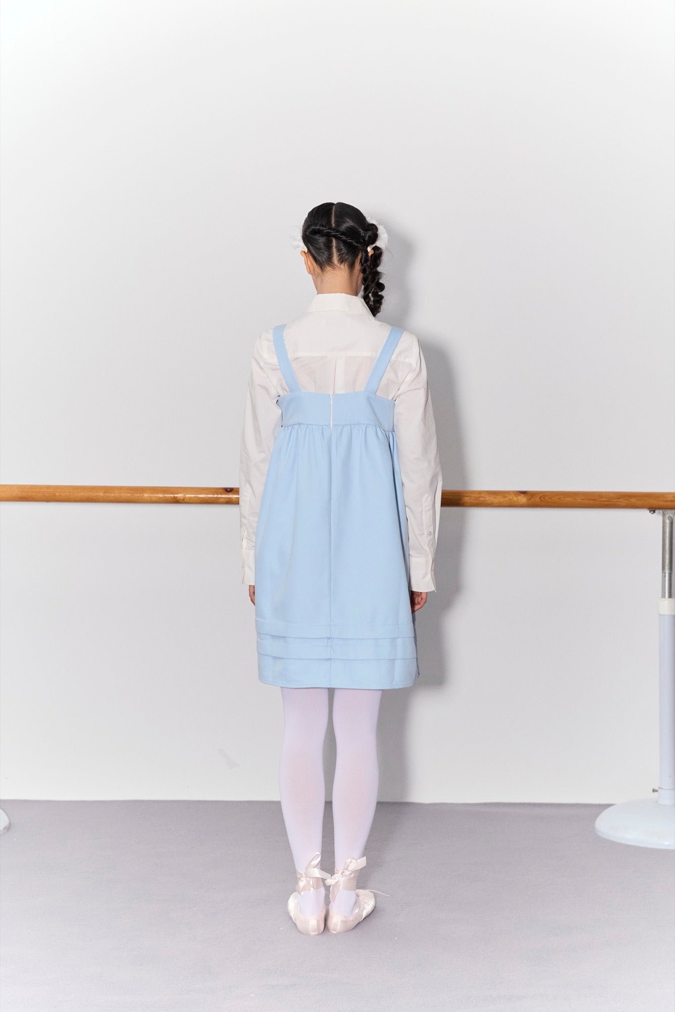 'Drummer Bunny' Blue Suspender Tuck Dress