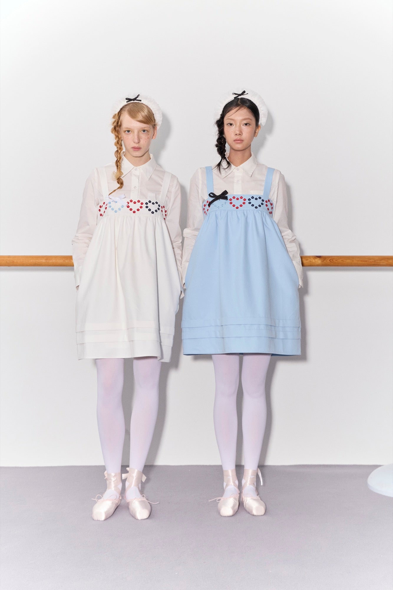 'Drummer Bunny' Blue Suspender Tuck Dress
