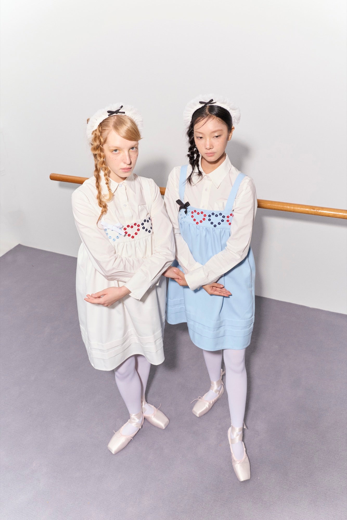 'Drummer Bunny' Blue Suspender Tuck Dress