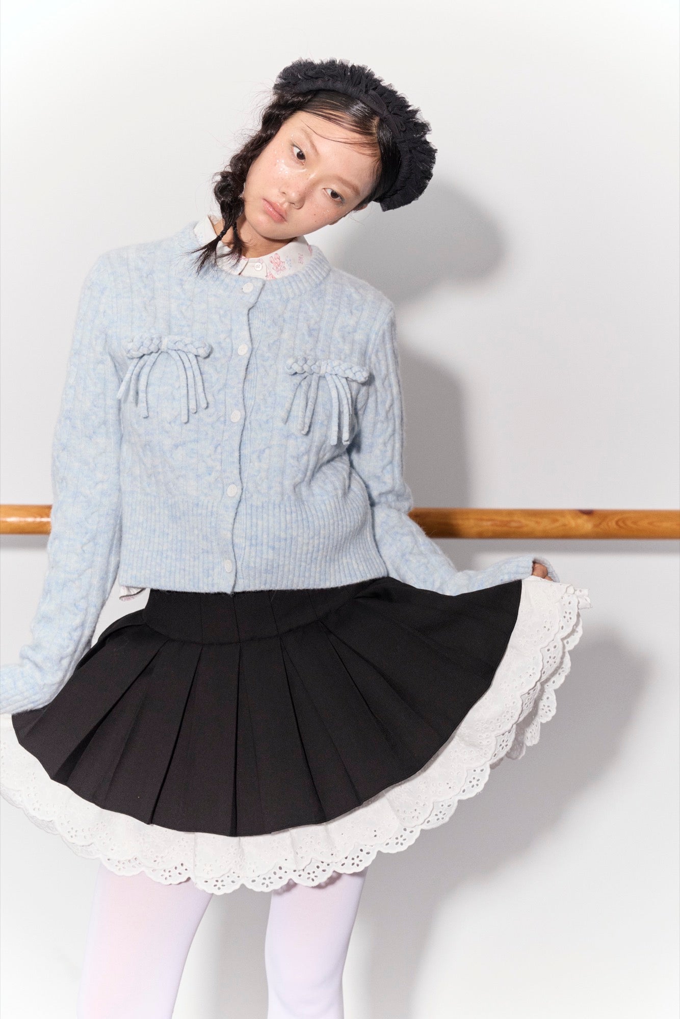 'Florine' Black Pleated Skirt