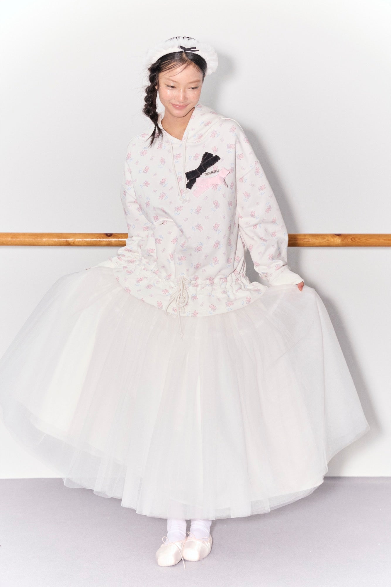 'Bourrée' White Mesh Skirt