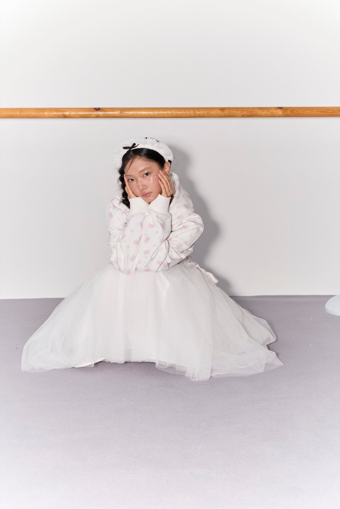 'Bourrée' White Mesh Skirt