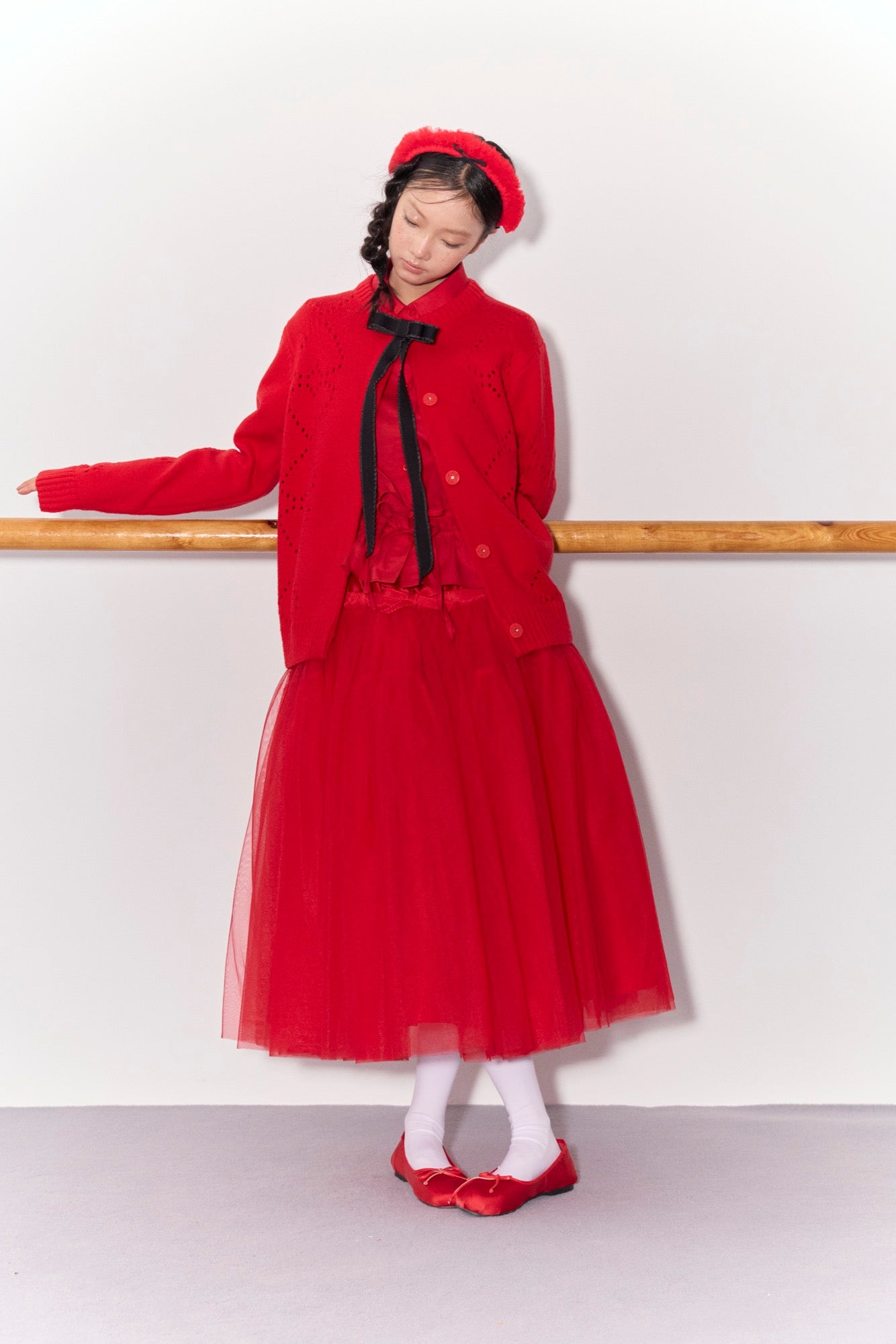 'Bourrée' Red Mesh Skirt