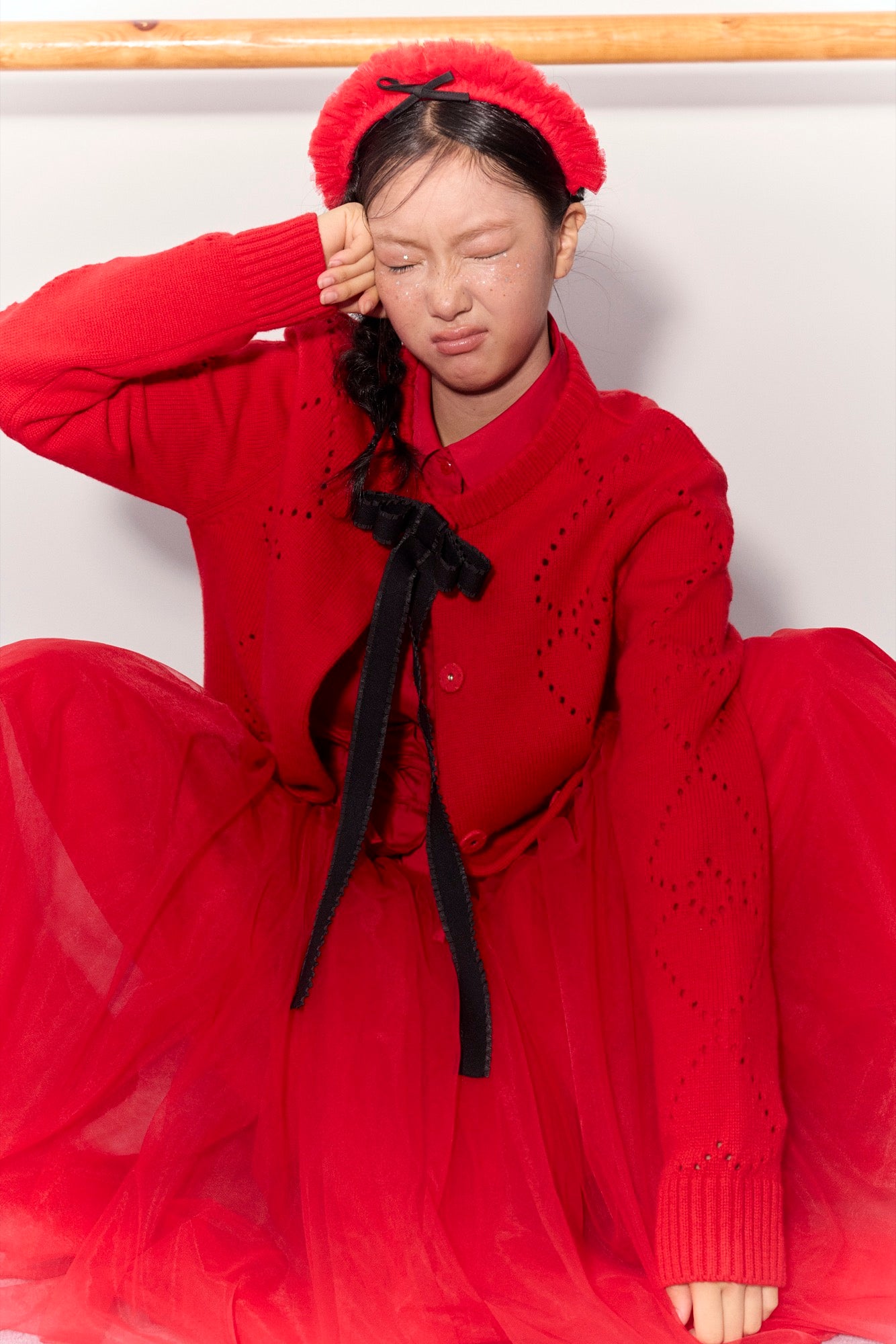 'Bourrée' Red Mesh Skirt