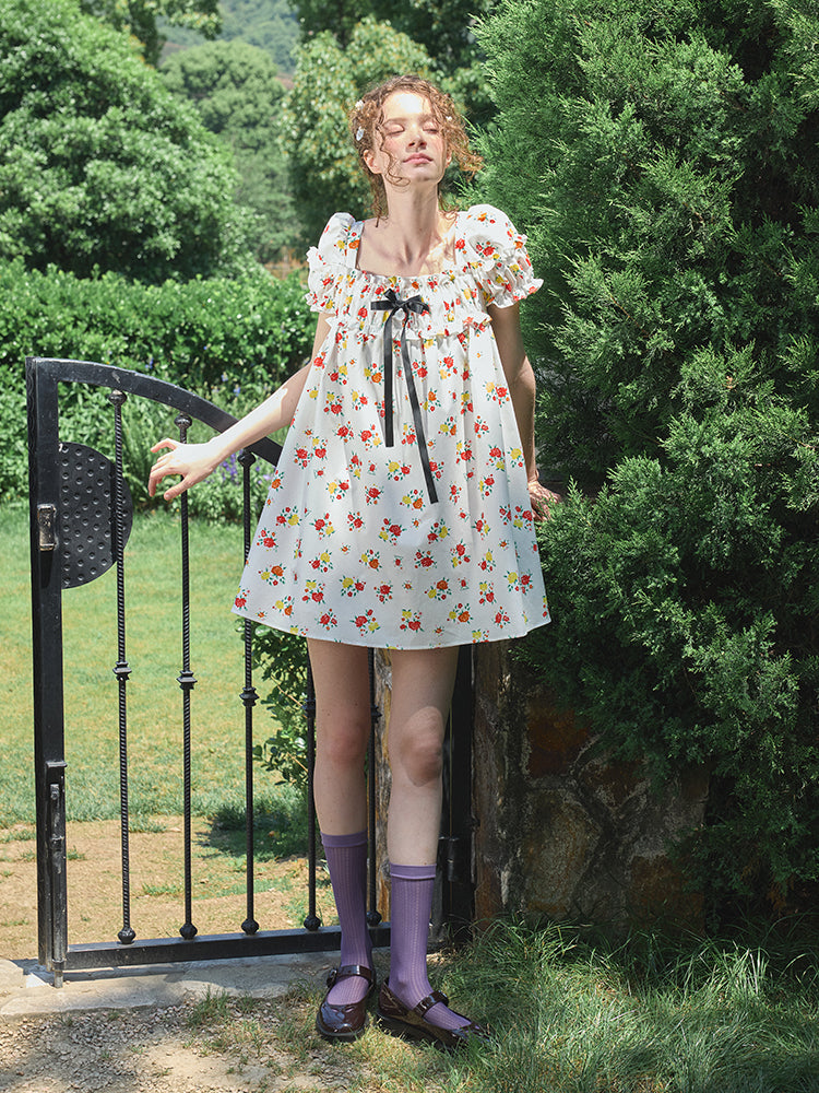 ‘Ariel’ Printed Puff Dress