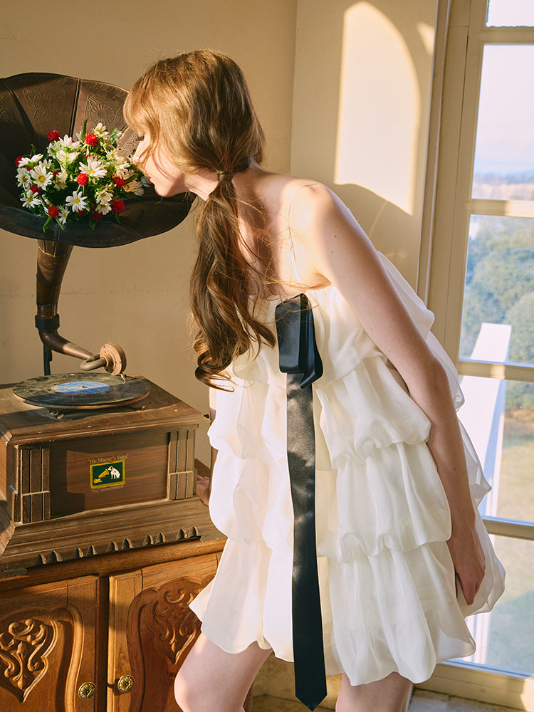 ‘Florence’ Beige Organza Tulle Slip Dress