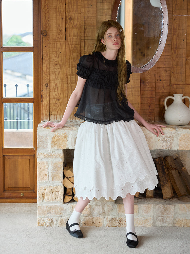 ‘Bubble’ Black Puff Backless Top