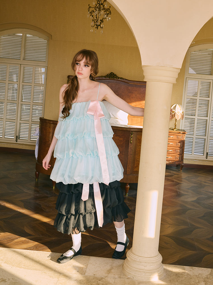 ‘Florence’ Mint Green Organza Tulle Slip Dress
