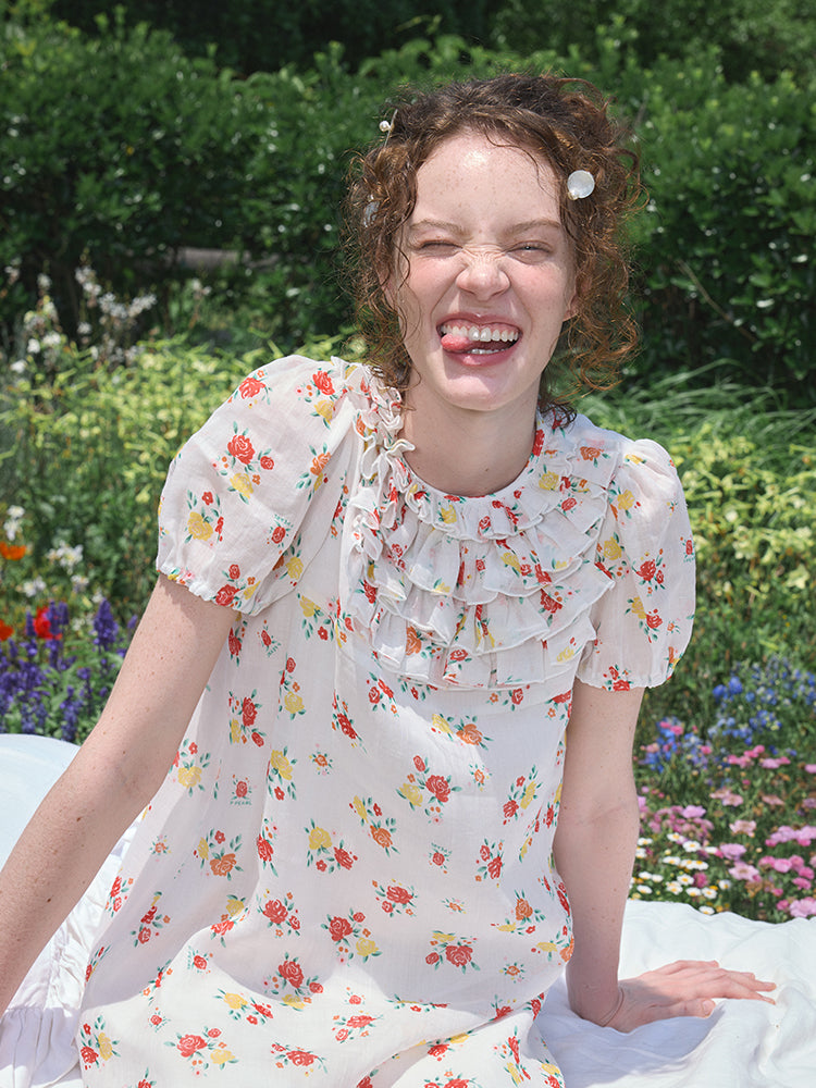 ‘Attina’ Printed Ruffles Dress