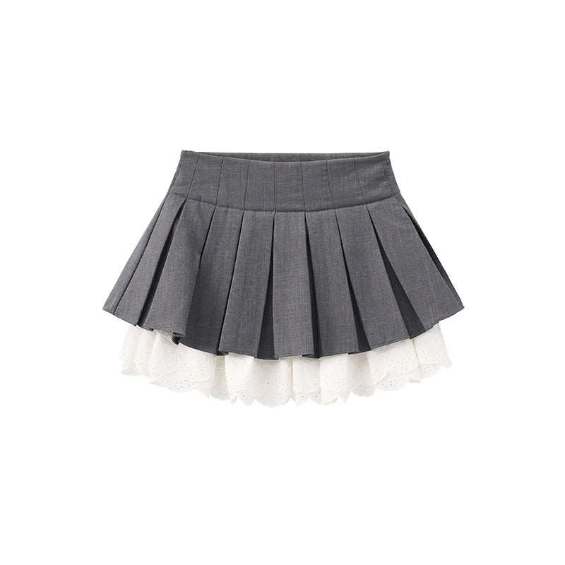 'Florine' Gray Pleated Skirt