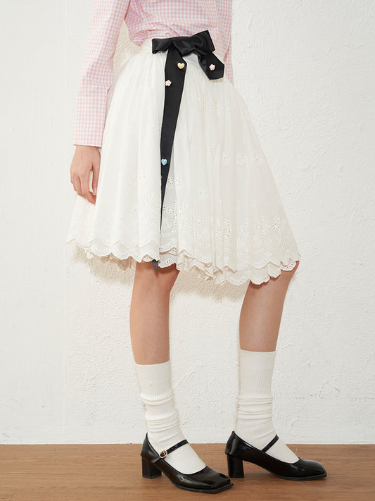 ‘Dawn Light’ White Bowknot Midi Dress